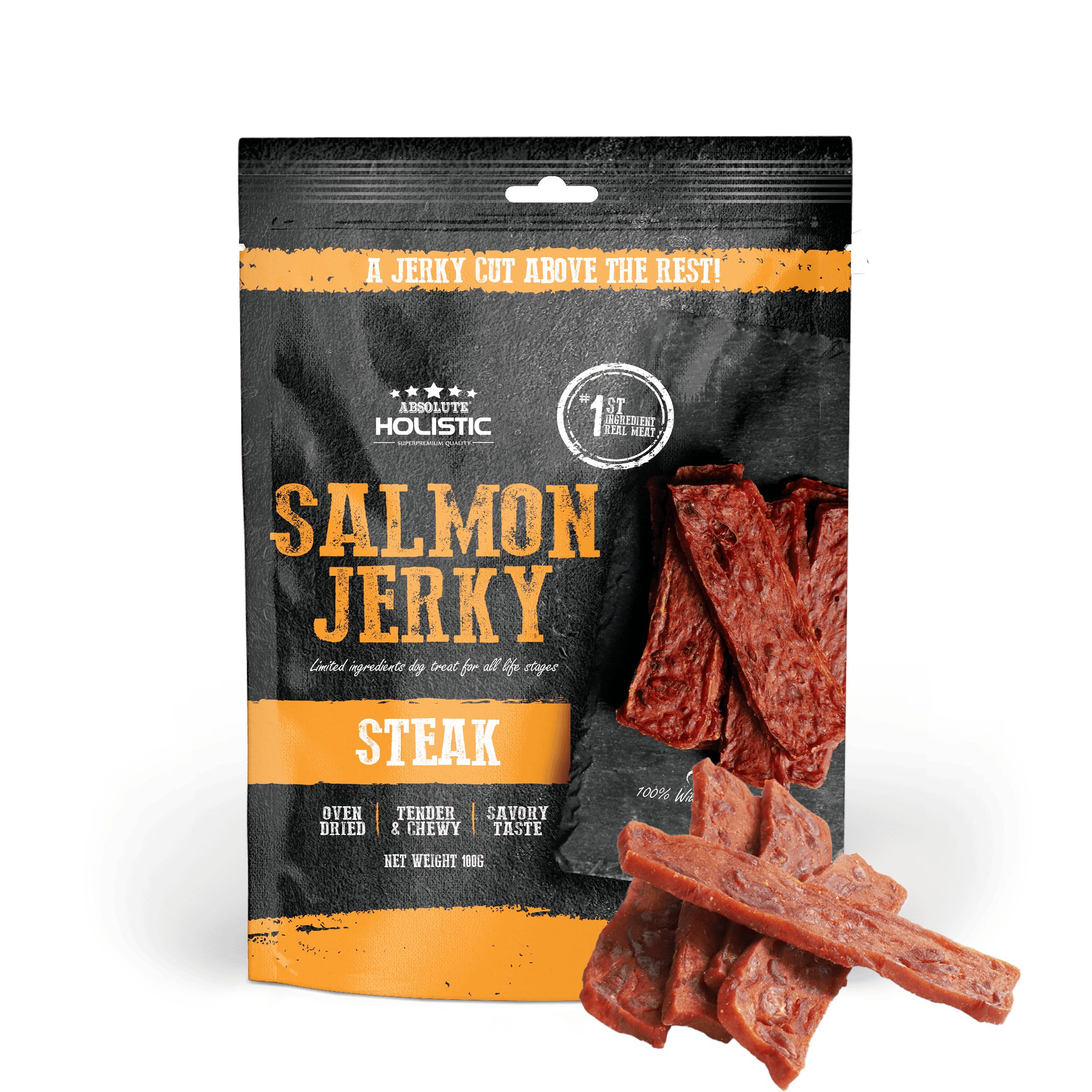 Absolute Holistic Jerky Limited Ingredient Dog Treat - Salmon Steak (100g)