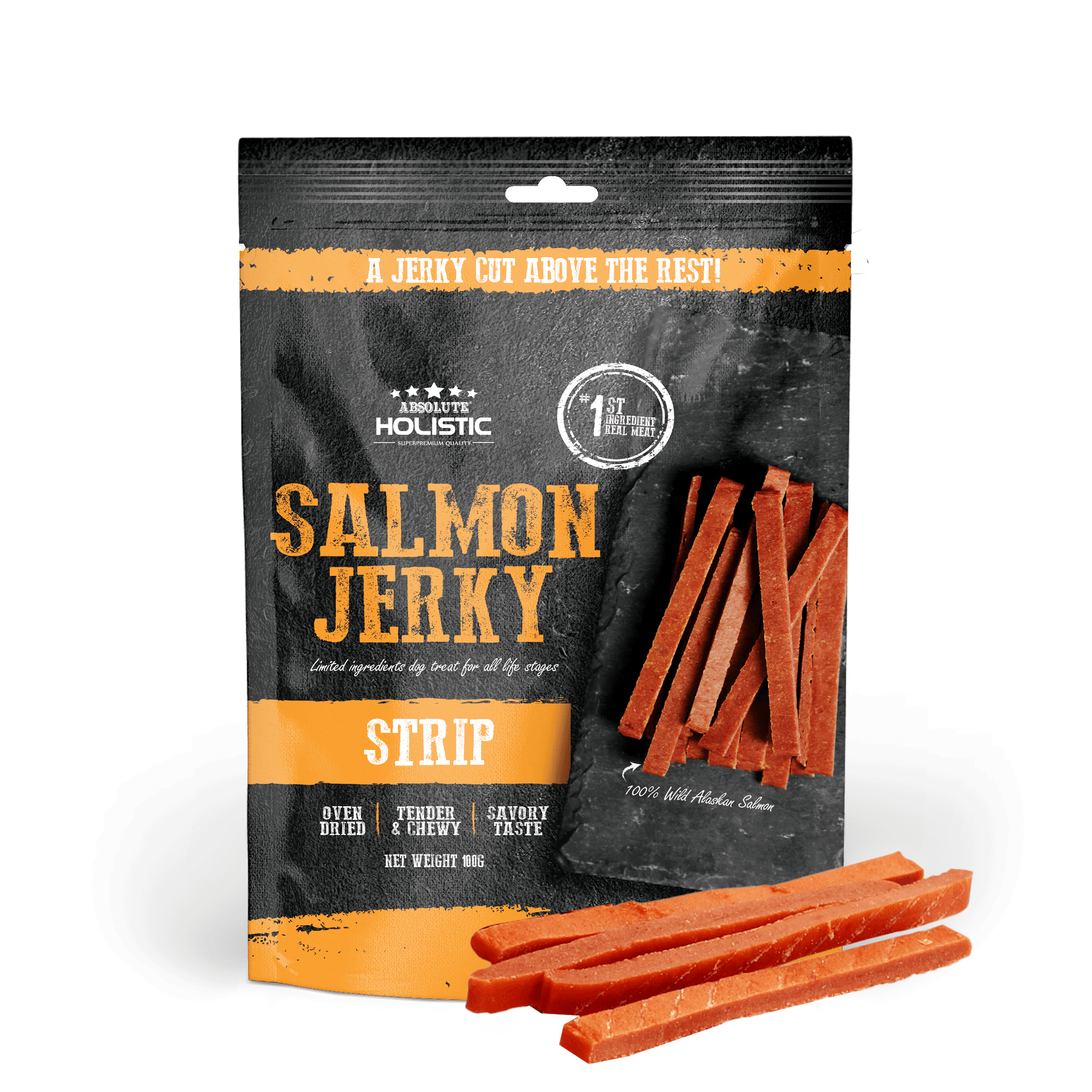 Absolute Holistic Jerky Limited Ingredient Dog Treat - Salmon Strip (100g)