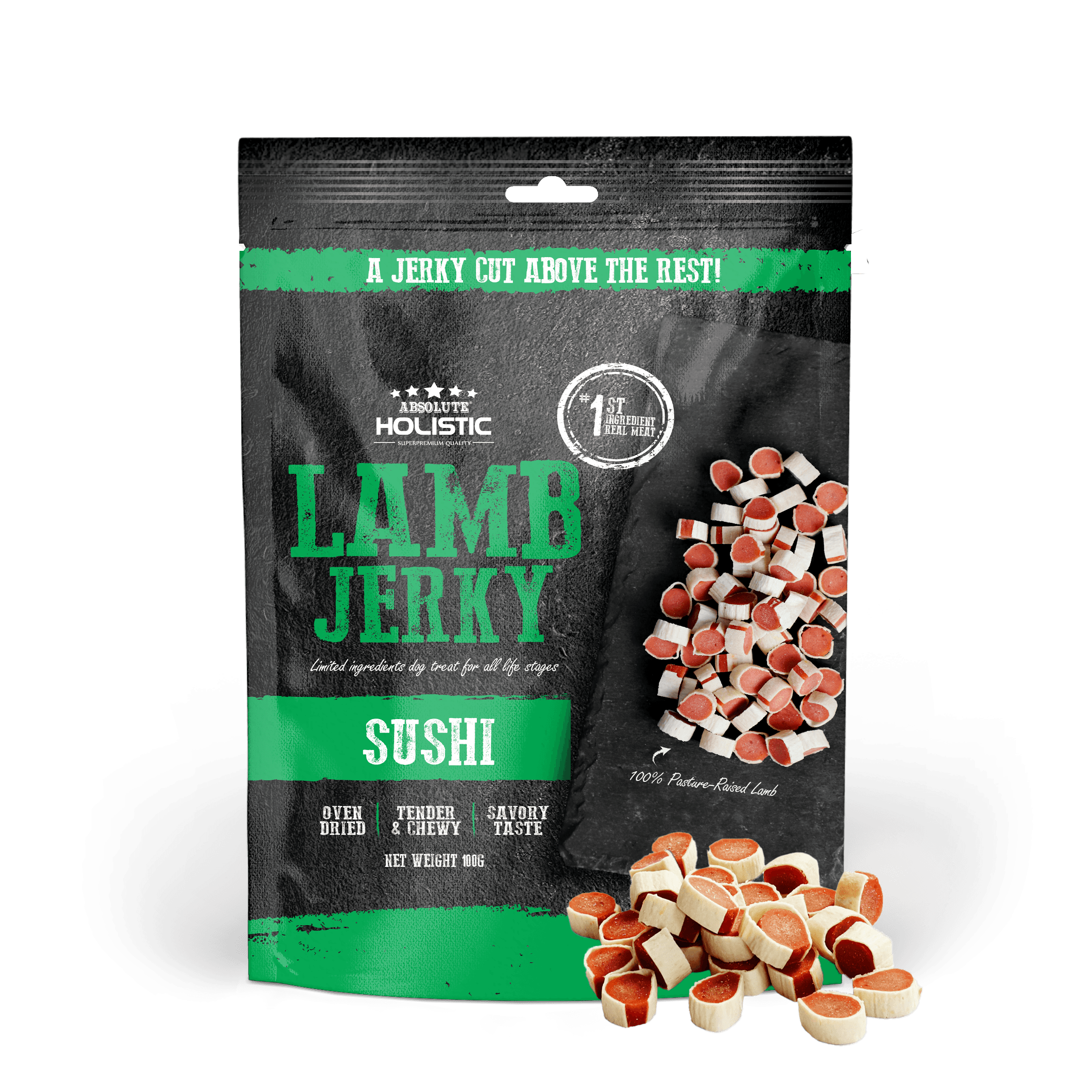 Absolute Holistic Jerky Limited Ingredient Dog Treat - Lamb Sushi (100g)