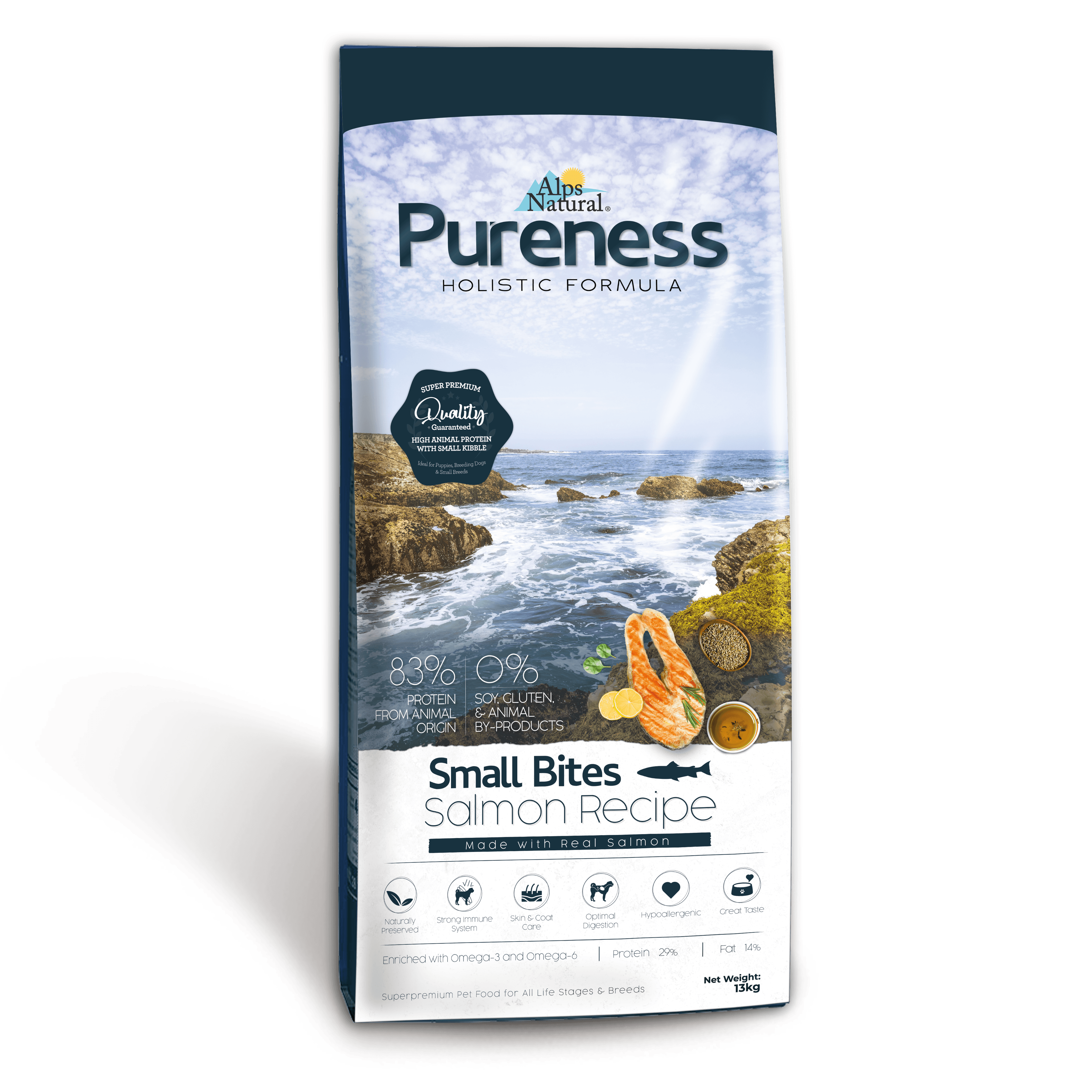 Alps Natural Pureness Holistic Dry Dog Food - Small Bite Salmon Recipe (13kg)