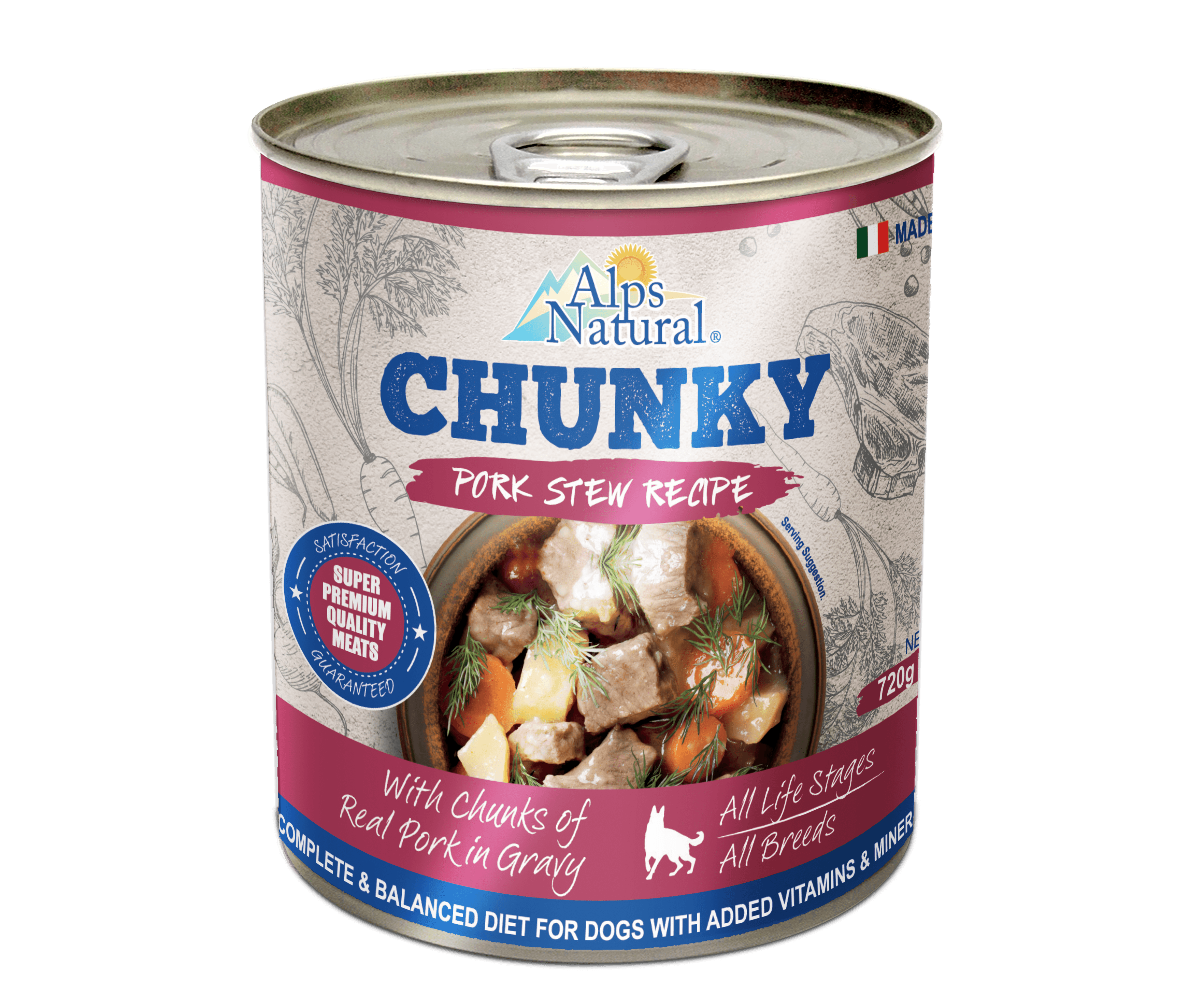 Alps Natural Chunky Pork Stew Recipe Dog Canned Food (720g)