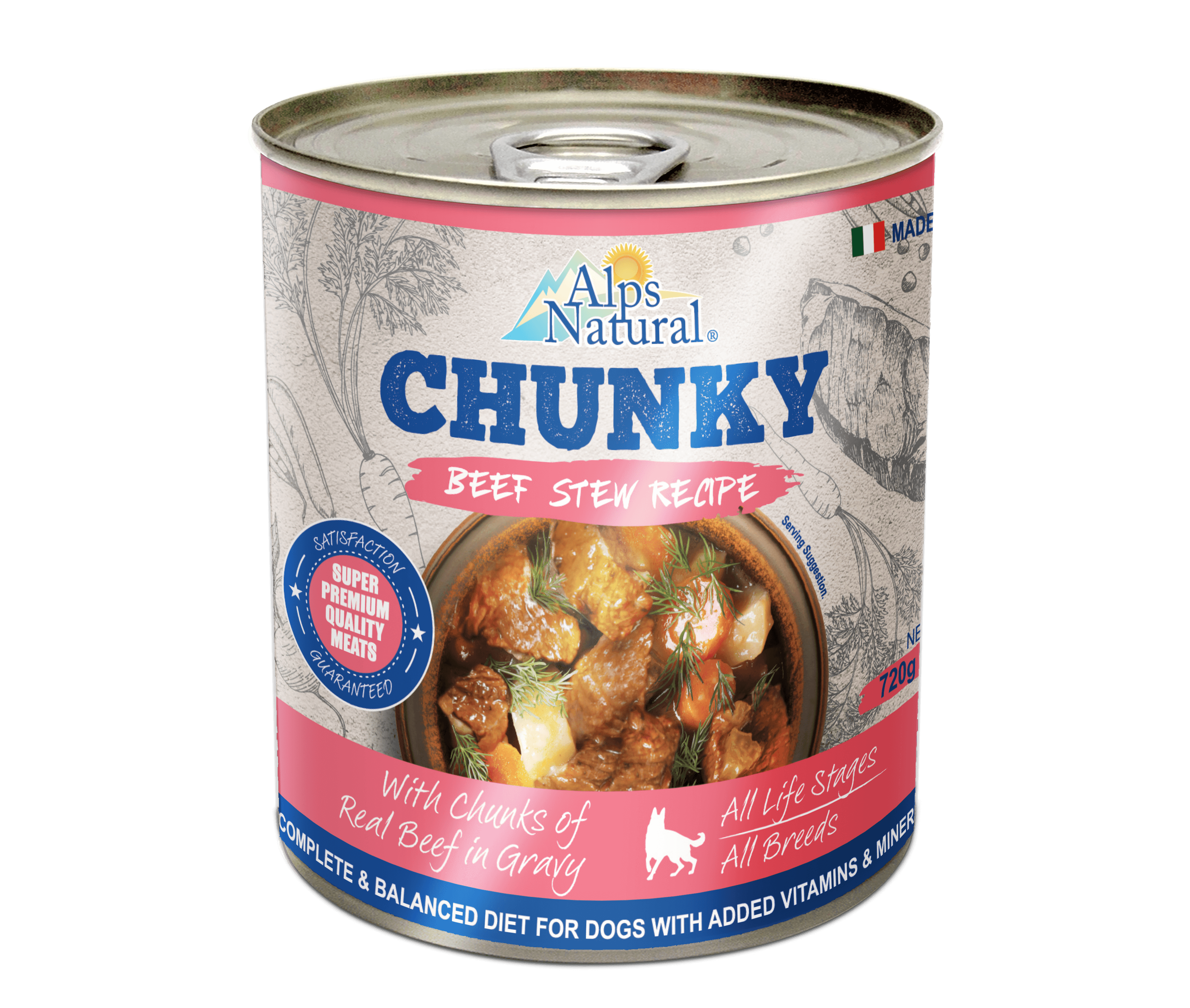 Alps Natural Chunky Beef Stew Recipe Dog Canned Food (720g)