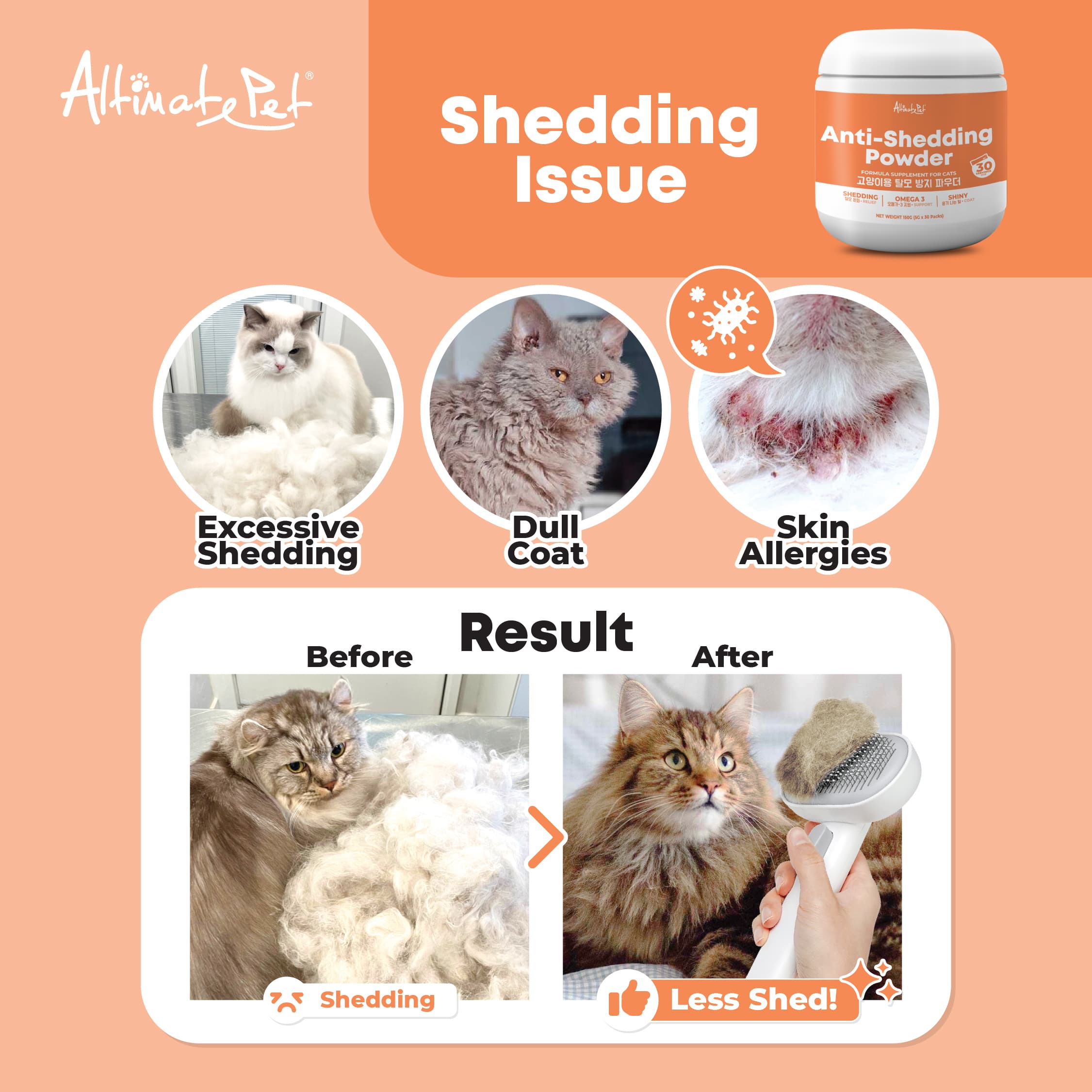 Altimate Pet Supplement Powder for Cats - Anti Shedding Powder (150g)