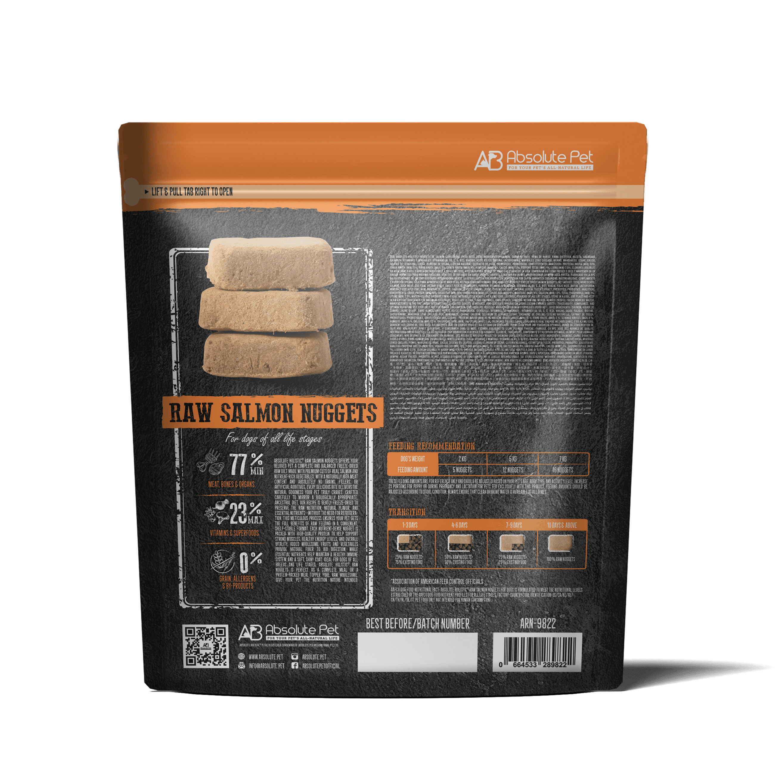 Absolute Holistic Freeze Dried Raw Nuggets Food for Dogs - Salmon (397g)