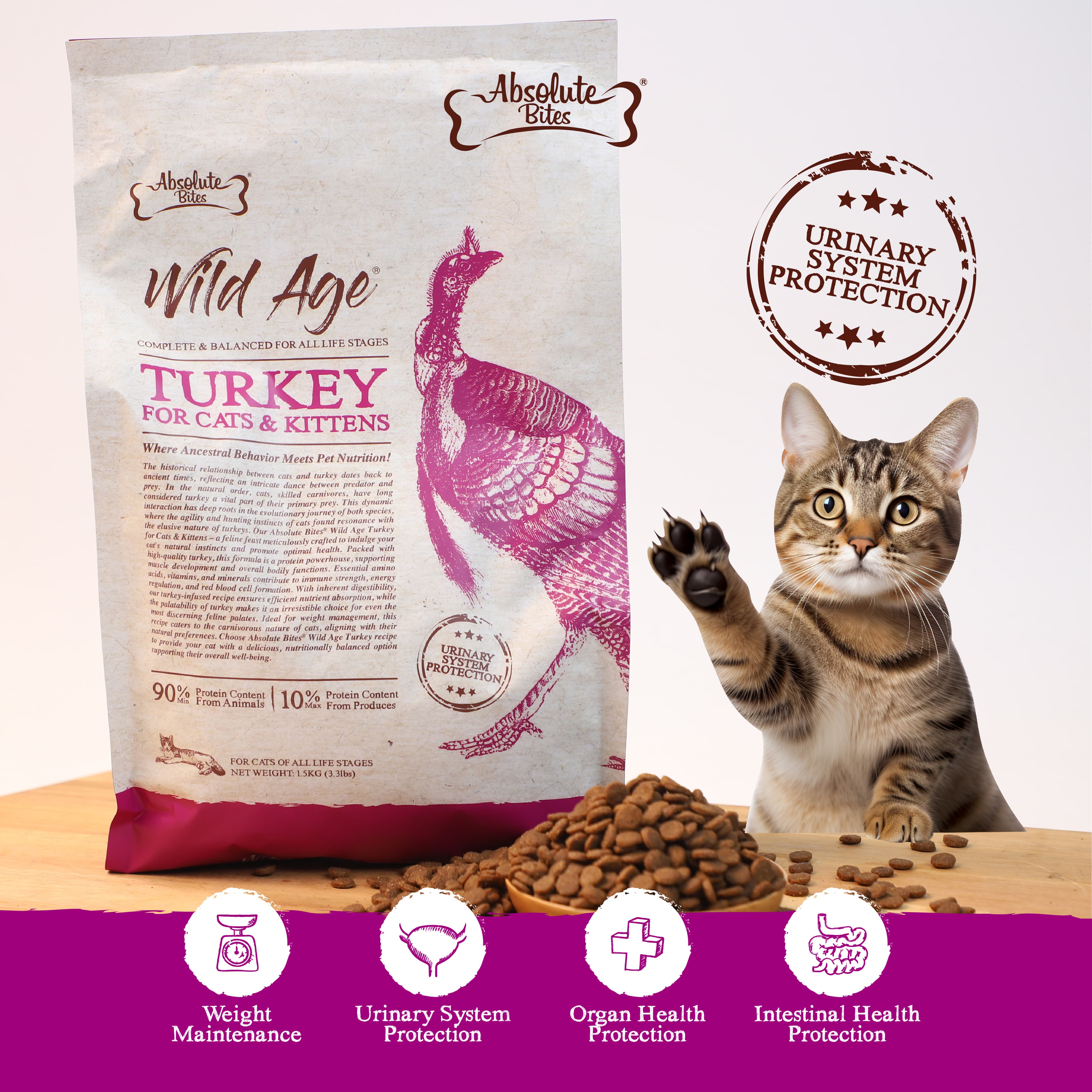 Absolute Bites Wild Age Dry Cat Food - Turkey (12lbs)