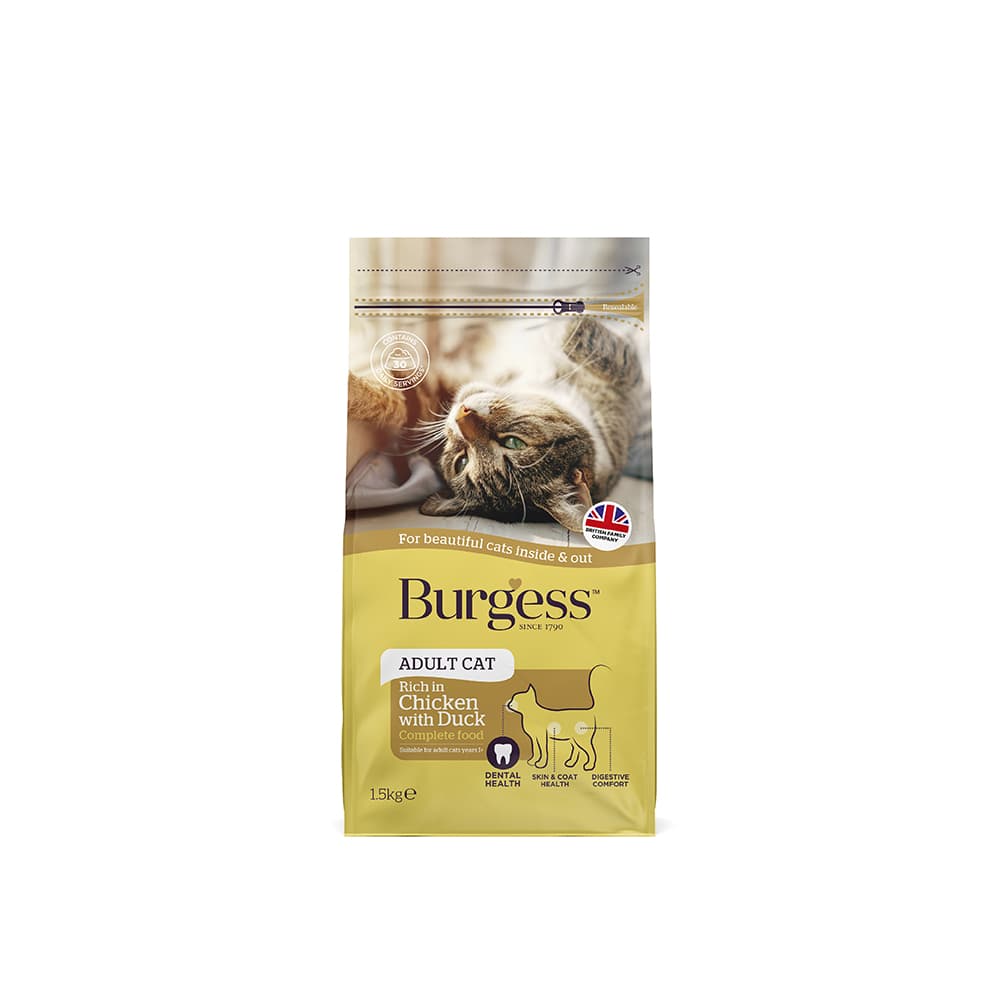 Burgess Adult Dry Cat Food (Chicken & Duck), 1.5kg