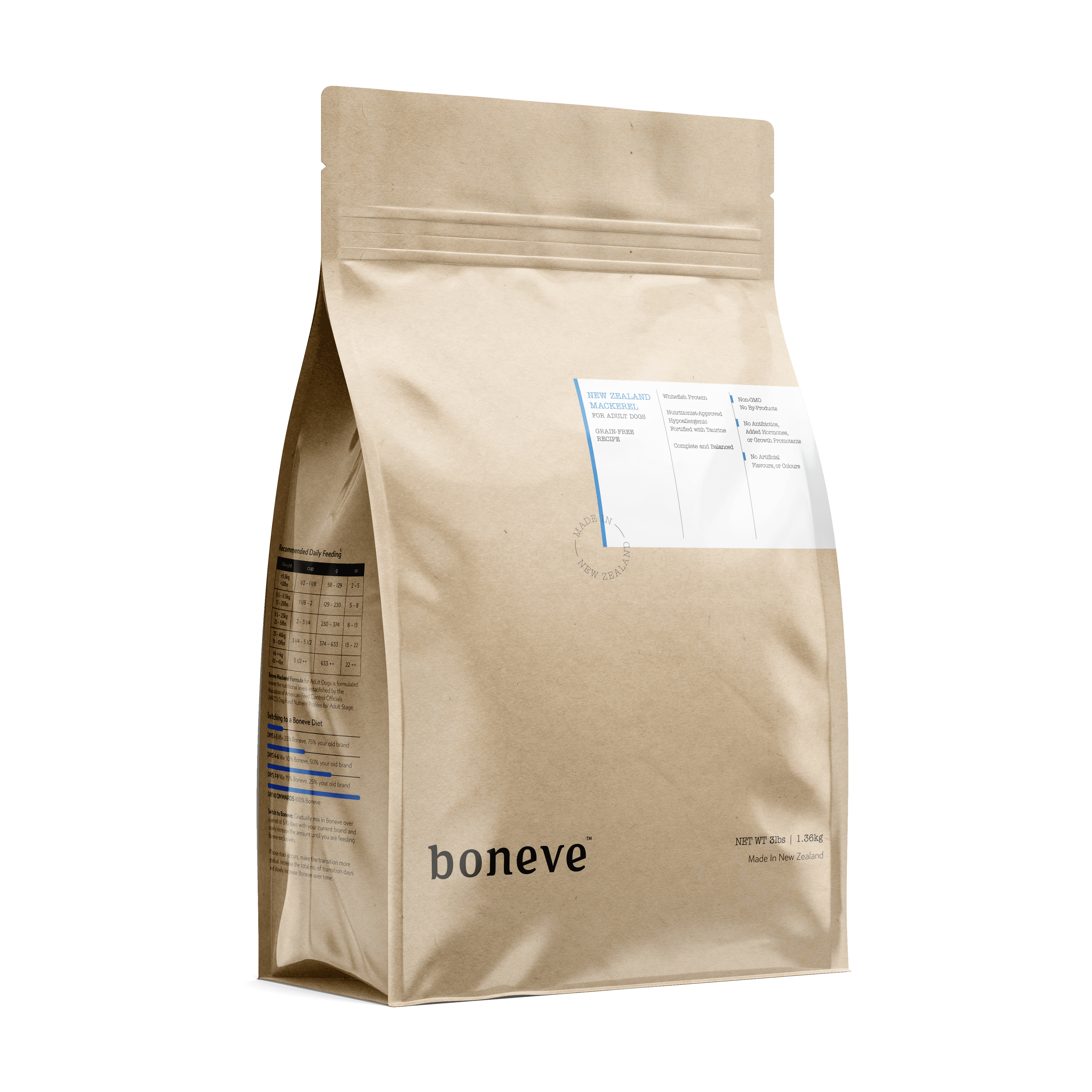 Boneve Grain Free Dry Dog Food (Mackerel), 1.36kg