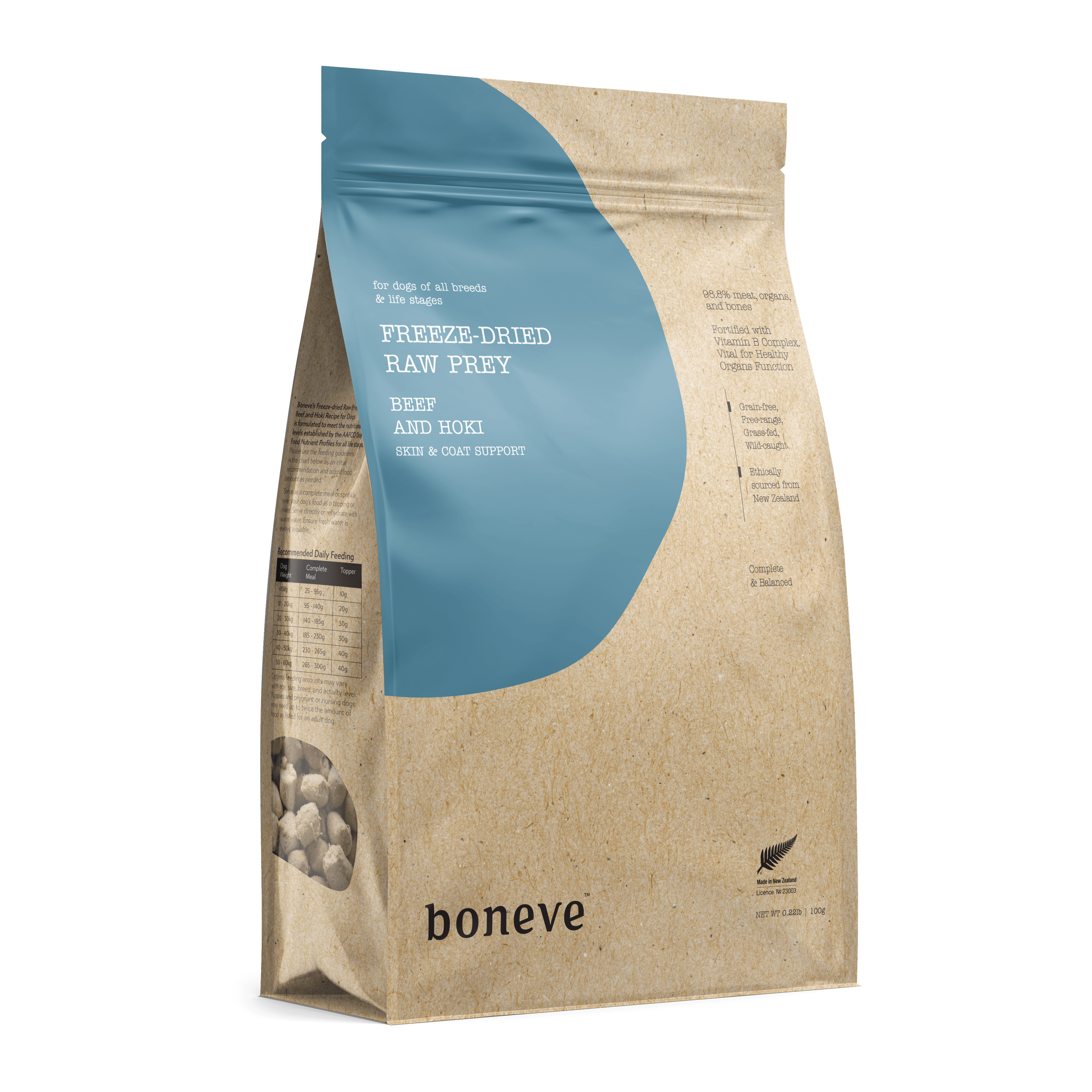 Boneve Freeze Dried Dog Food (Beef & Hoki), 100g