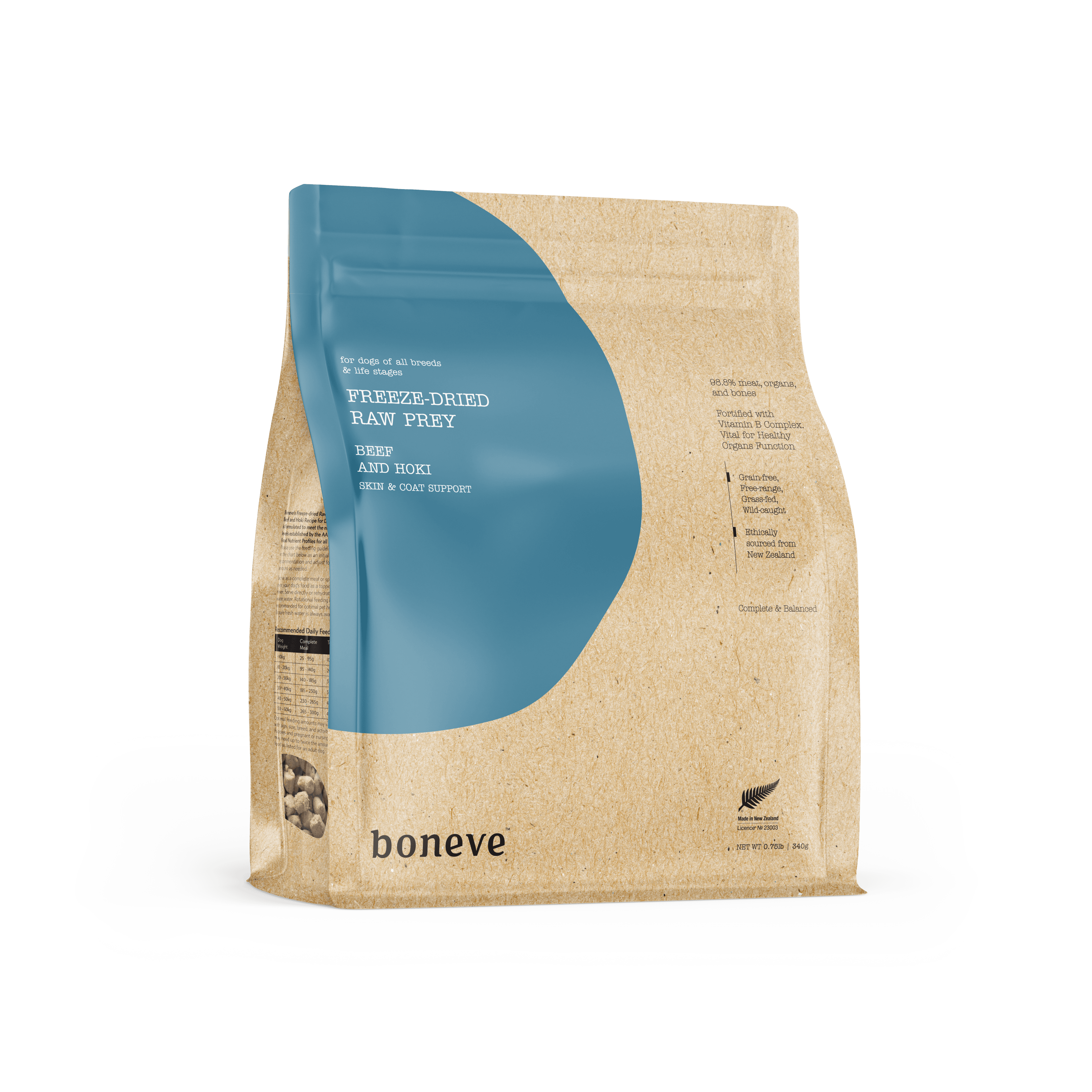 Boneve Freeze Dried Dog Food (Beef & Hoki), 340g