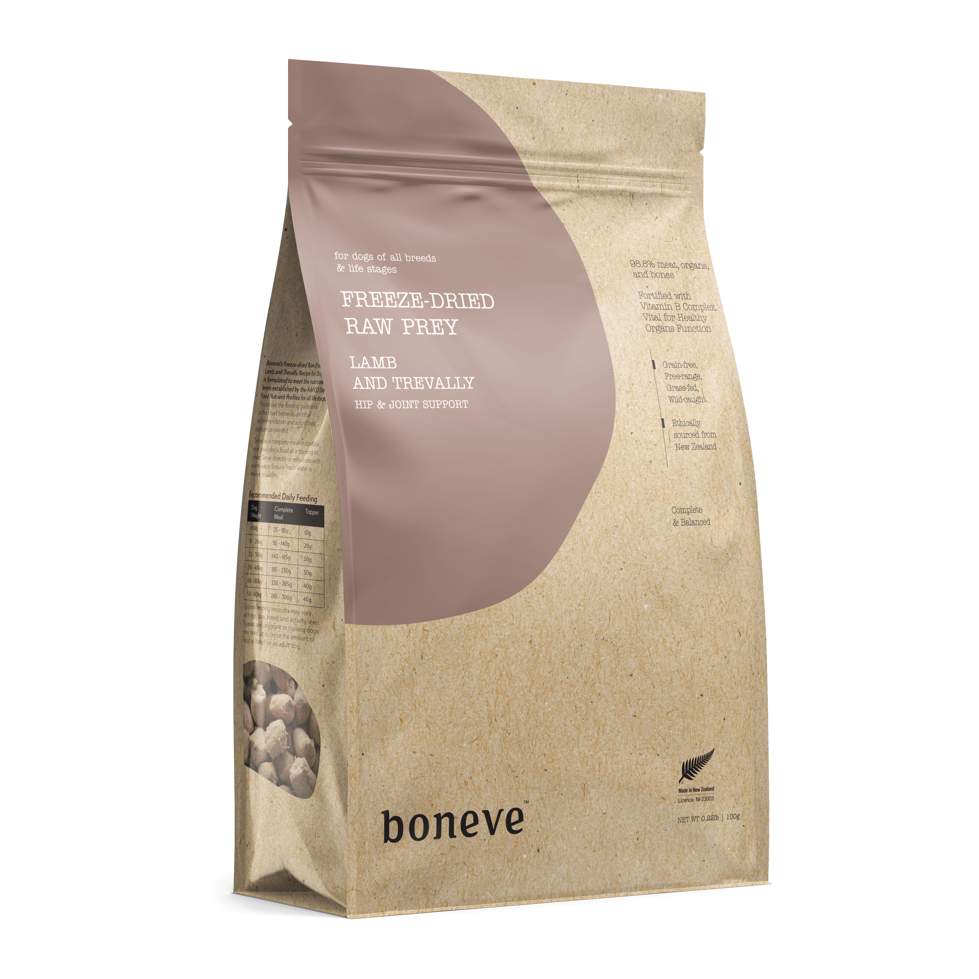 Boneve Freeze Dried Dog Food (Lamb & Trevally), 100g