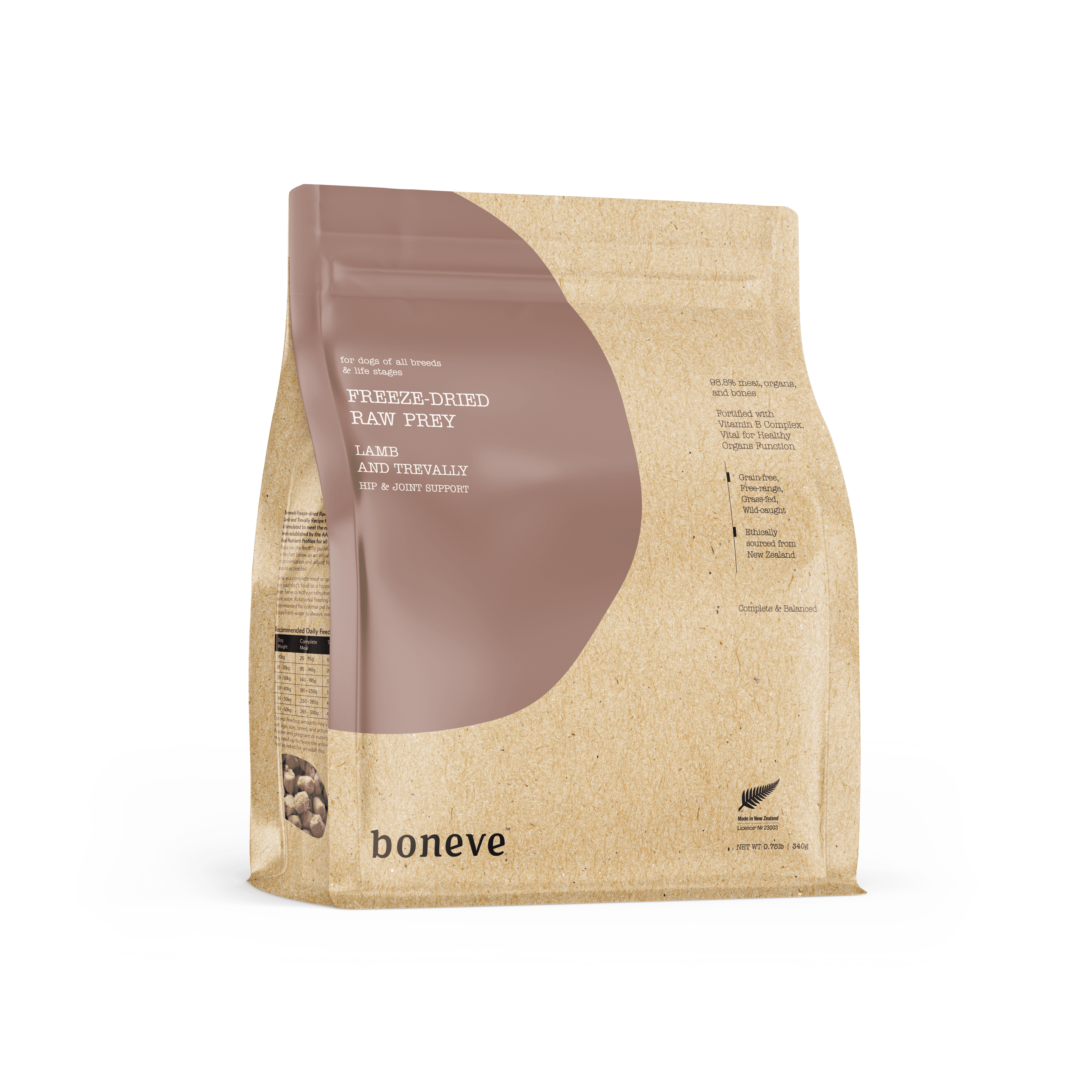 Boneve Freeze Dried Dog Food (Lamb & Trevally), 340g