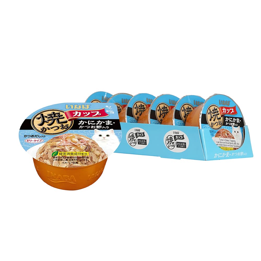 Ciao Grilled Cup Wet Cat Food (Tuna with Crab Stick & Bonito), 80g x 6