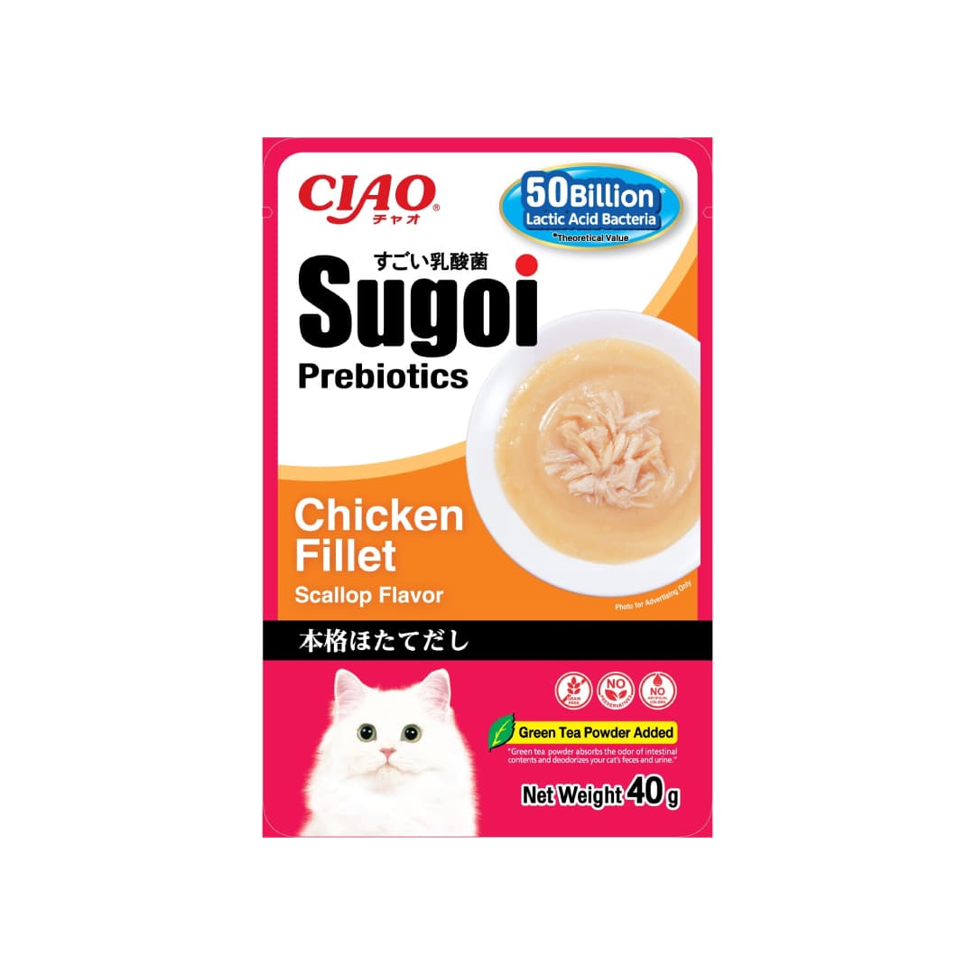 Ciao CIAO Sugoi Pouch Chicken Fillet Plus Prebiotics Cat Treats (Scallop), 40g