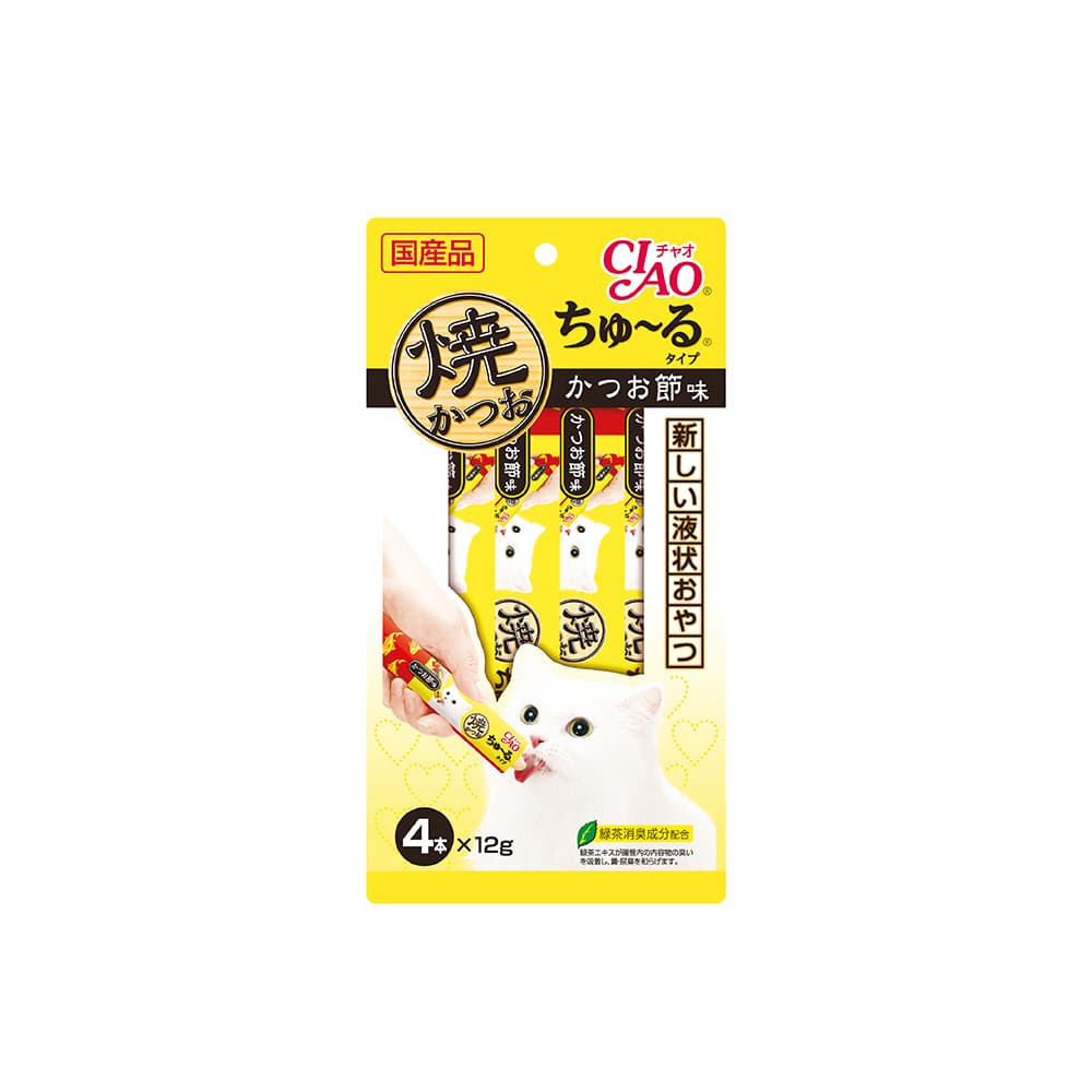 Ciao Churu Grilled Tuna Cat Treats (Dried Bonito), 12g x 4