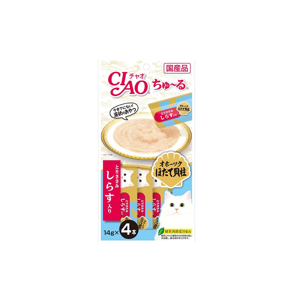 Ciao Churu Cat Treats (Chicken, Scallop, Whitebait), 15g x 4