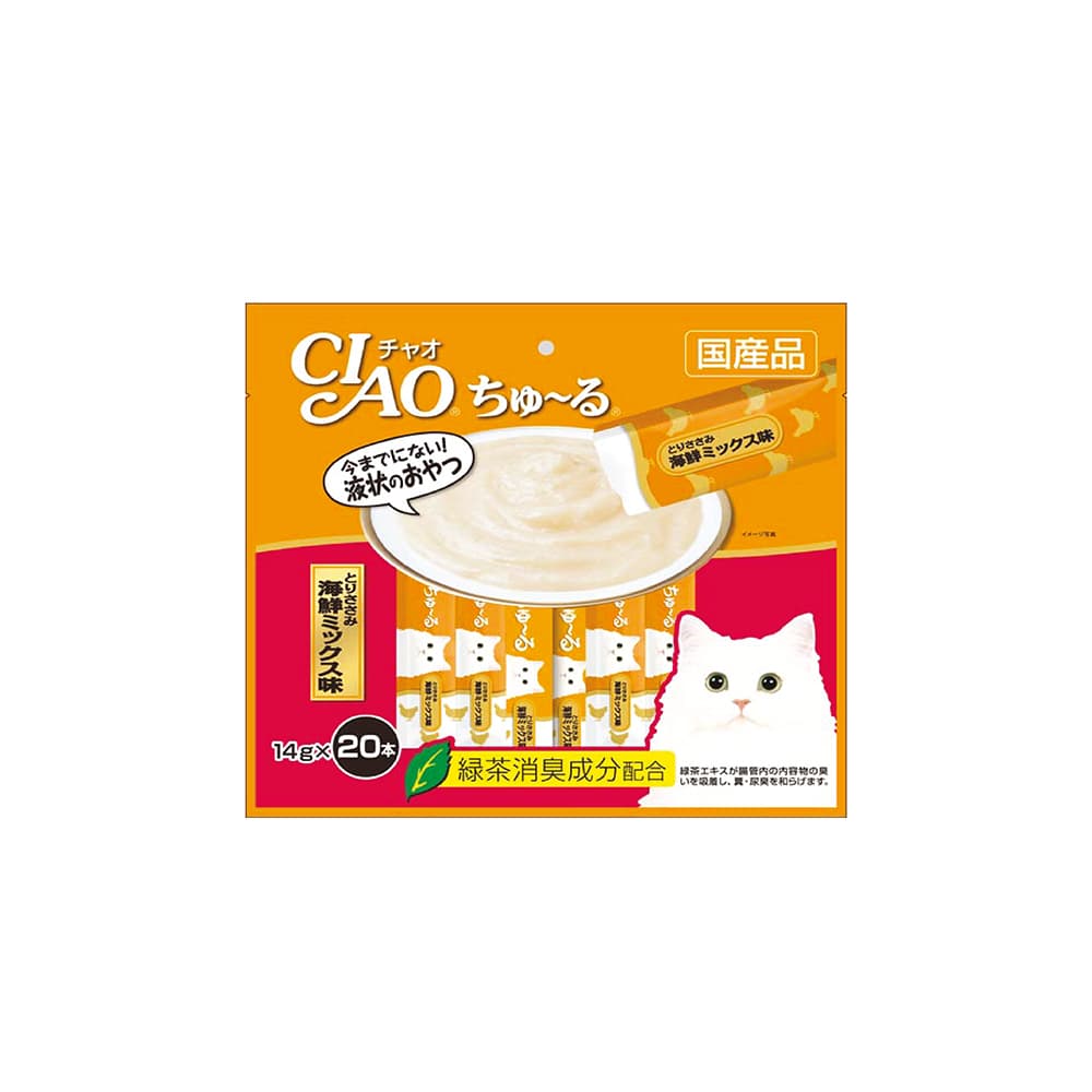 Ciao Churu Cat Treats (Chicken Seafood Mix), 14g x 20