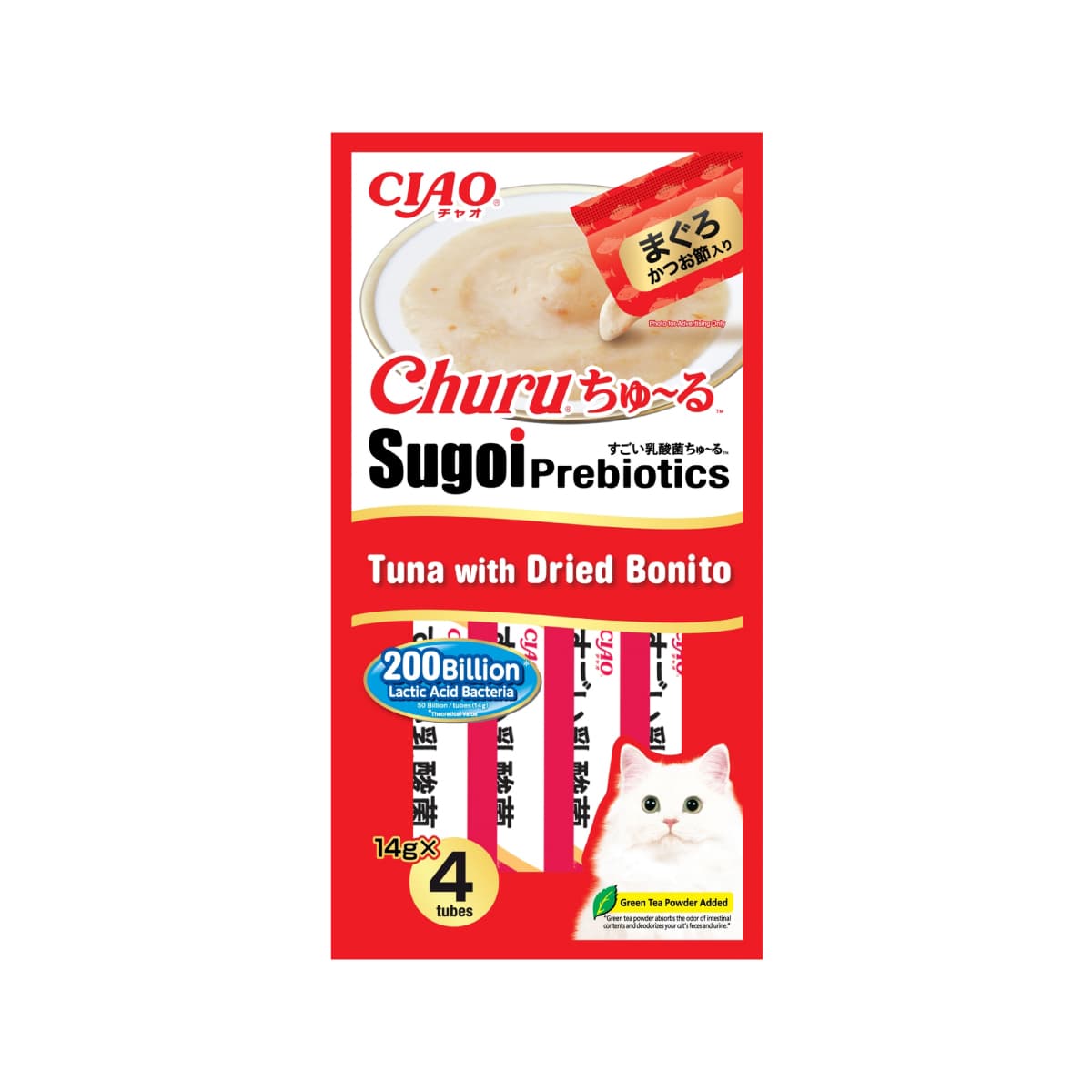 Ciao Churu Sugoi Preiotics Cat Treats (Tuna with Dried Bonito), 14g x 4
