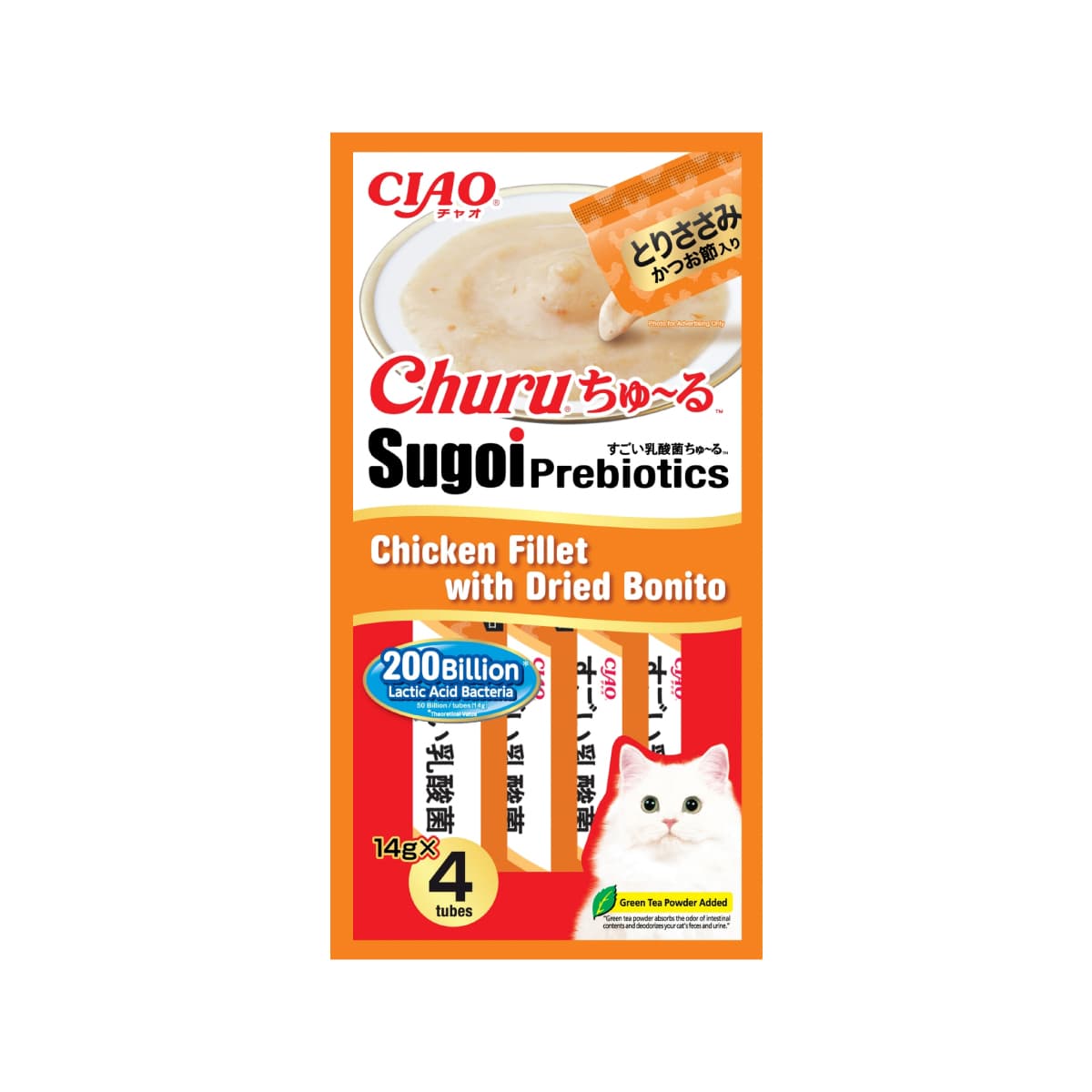 Ciao Churu Sugoi Preiotics Cat Treats (Chicken Fillet with Dried Bonito), 14g x 4