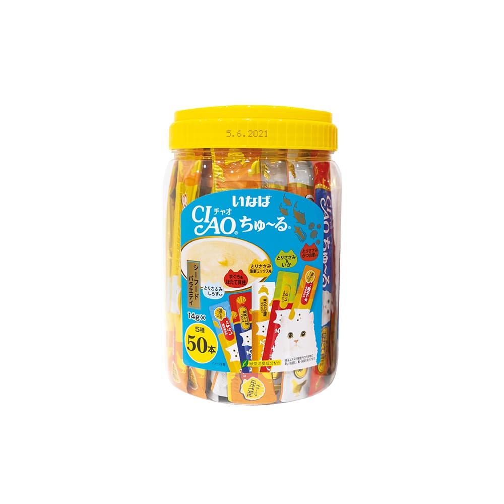 Ciao Churu Festival Tube Cat Treats (Seafood Mix), 14g x 50