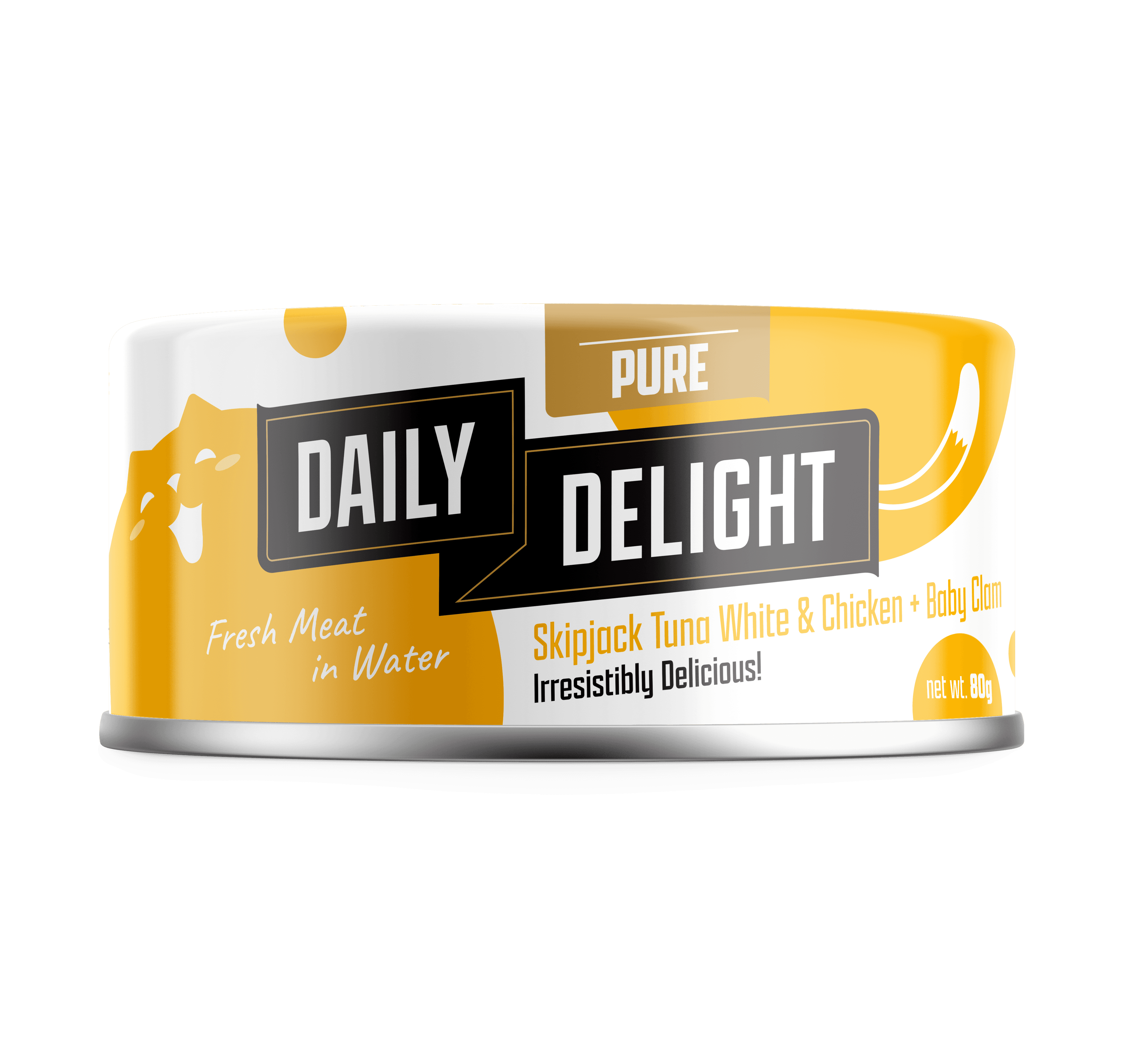 Daily Delight Pure Skipjack Tuna & Chicken Wet Cat Food (Baby Clam), 80g