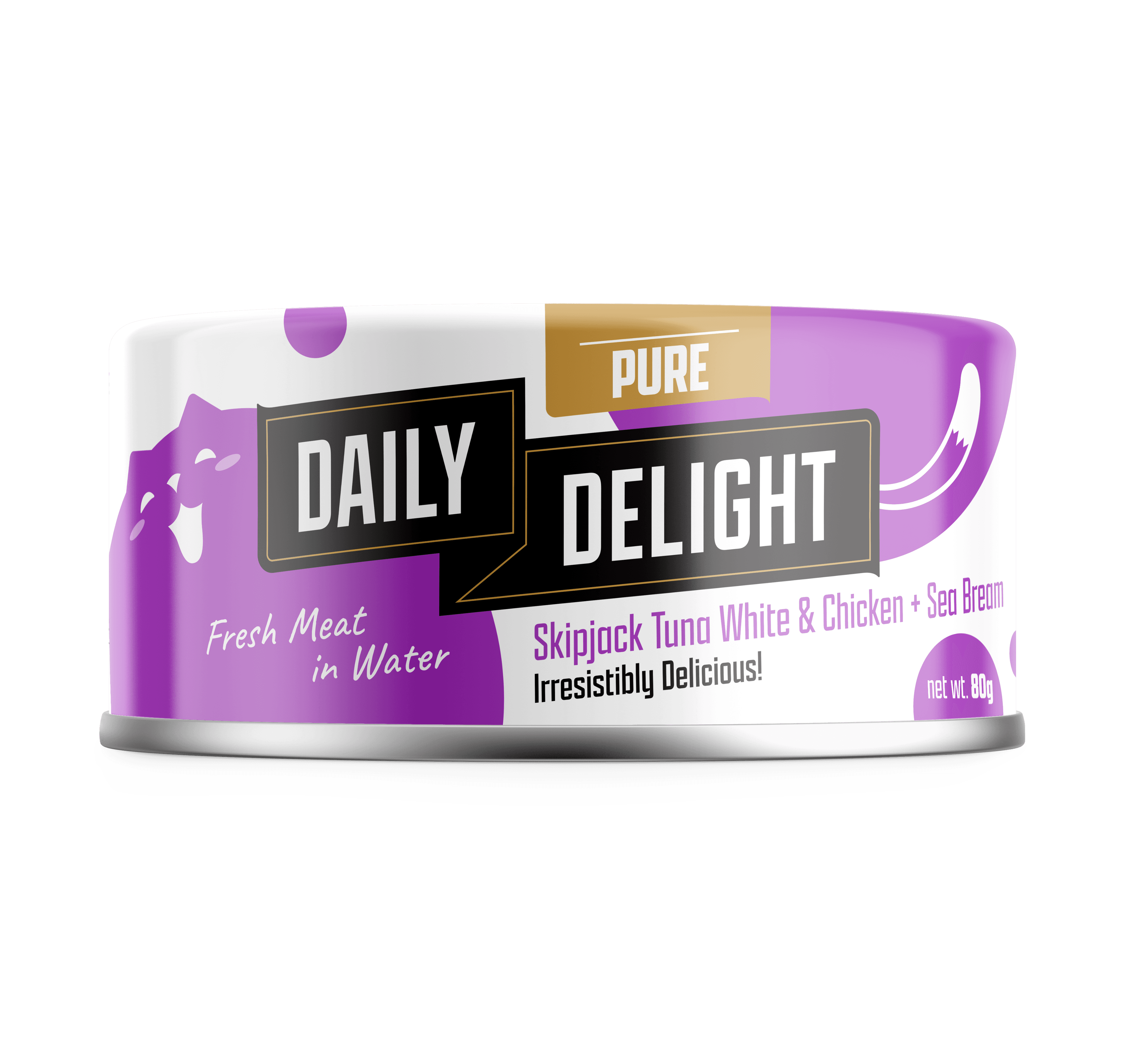 Daily Delight Pure Skipjack Tuna & Chicken Wet Cat Food (Sea Bream), 80g