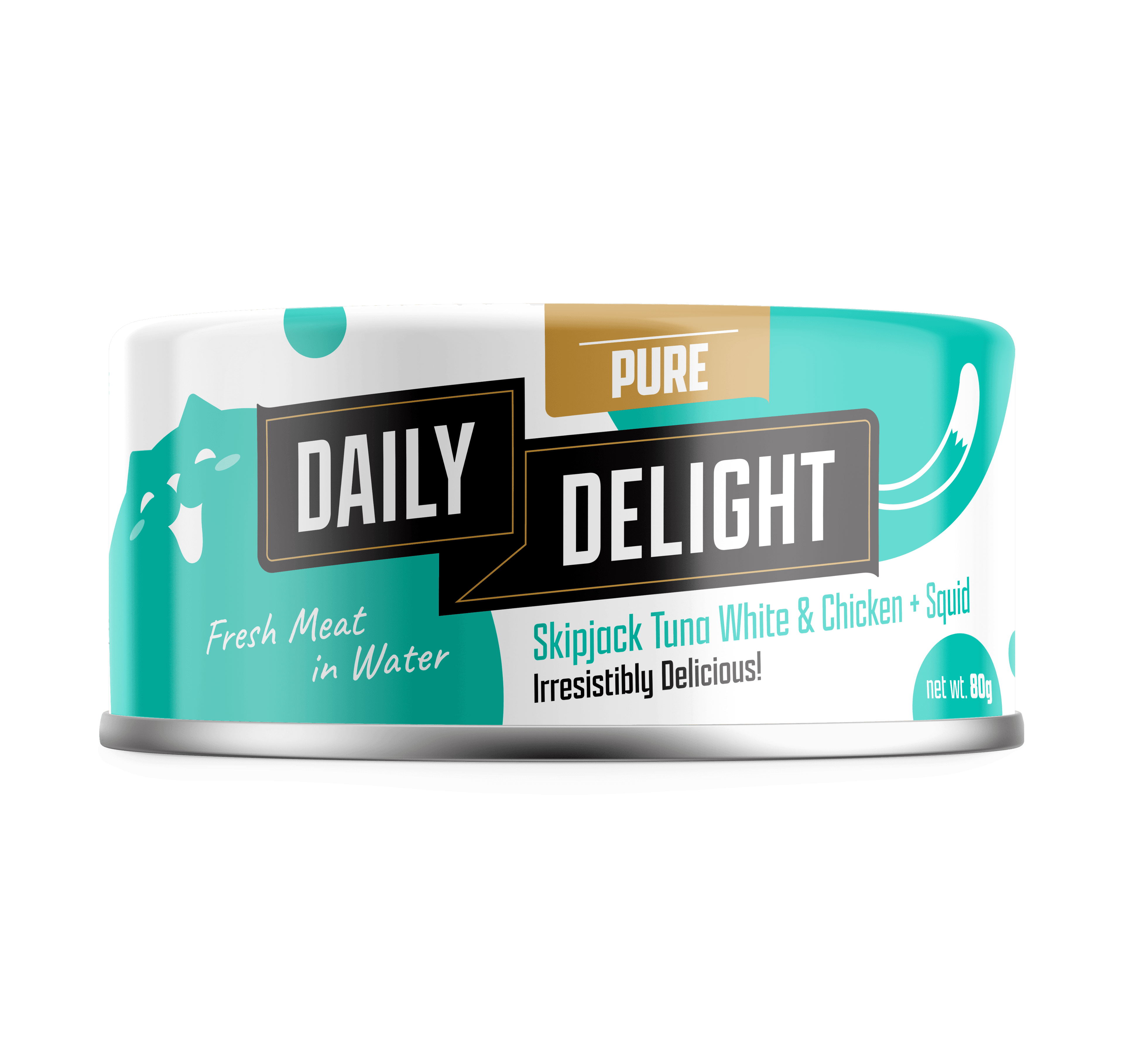 Daily Delight Pure Skipjack Tuna & Chicken Wet Cat Food (Squid), 80g