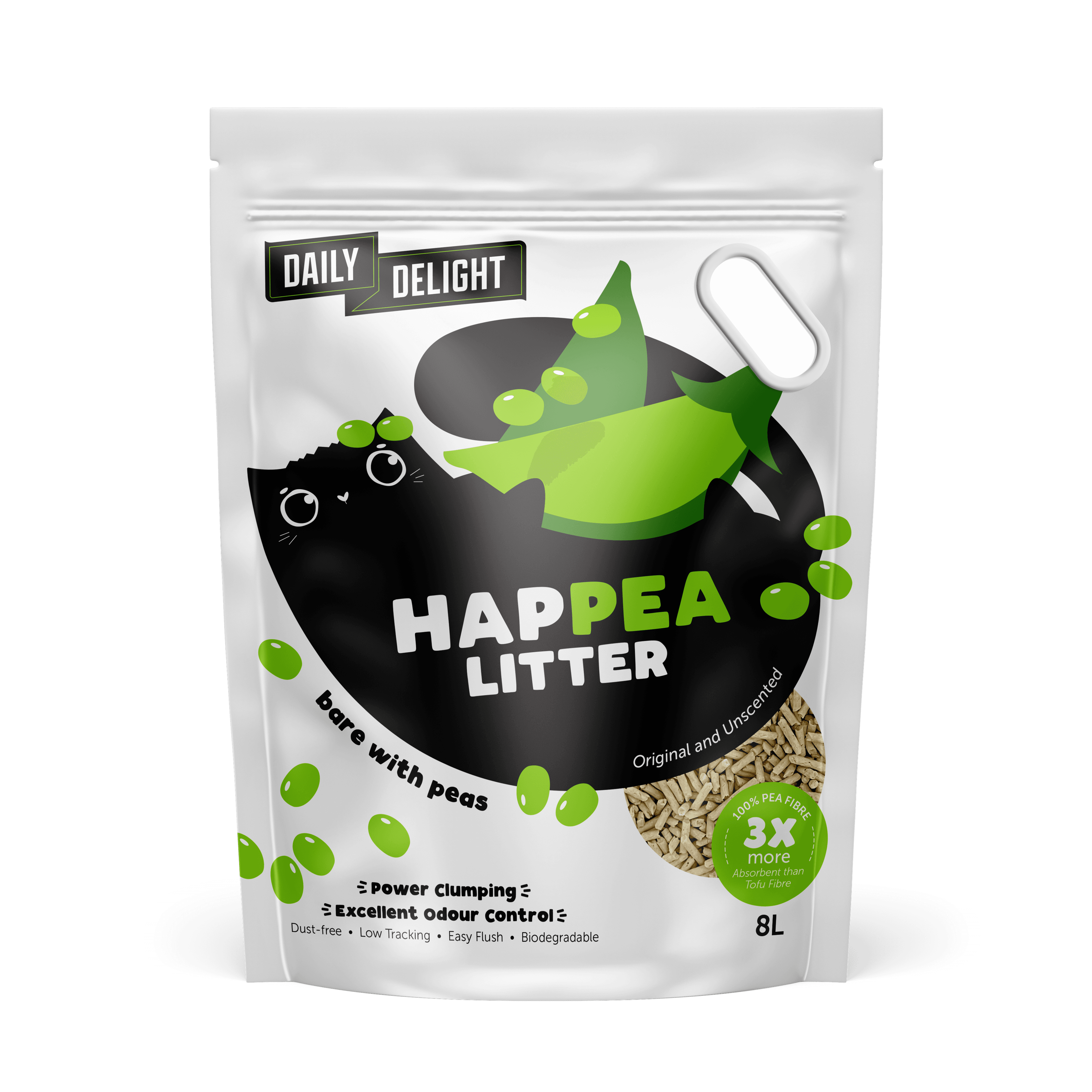 Daily Delight HAPPEA Cat Litter (Bare with Peas), 8L