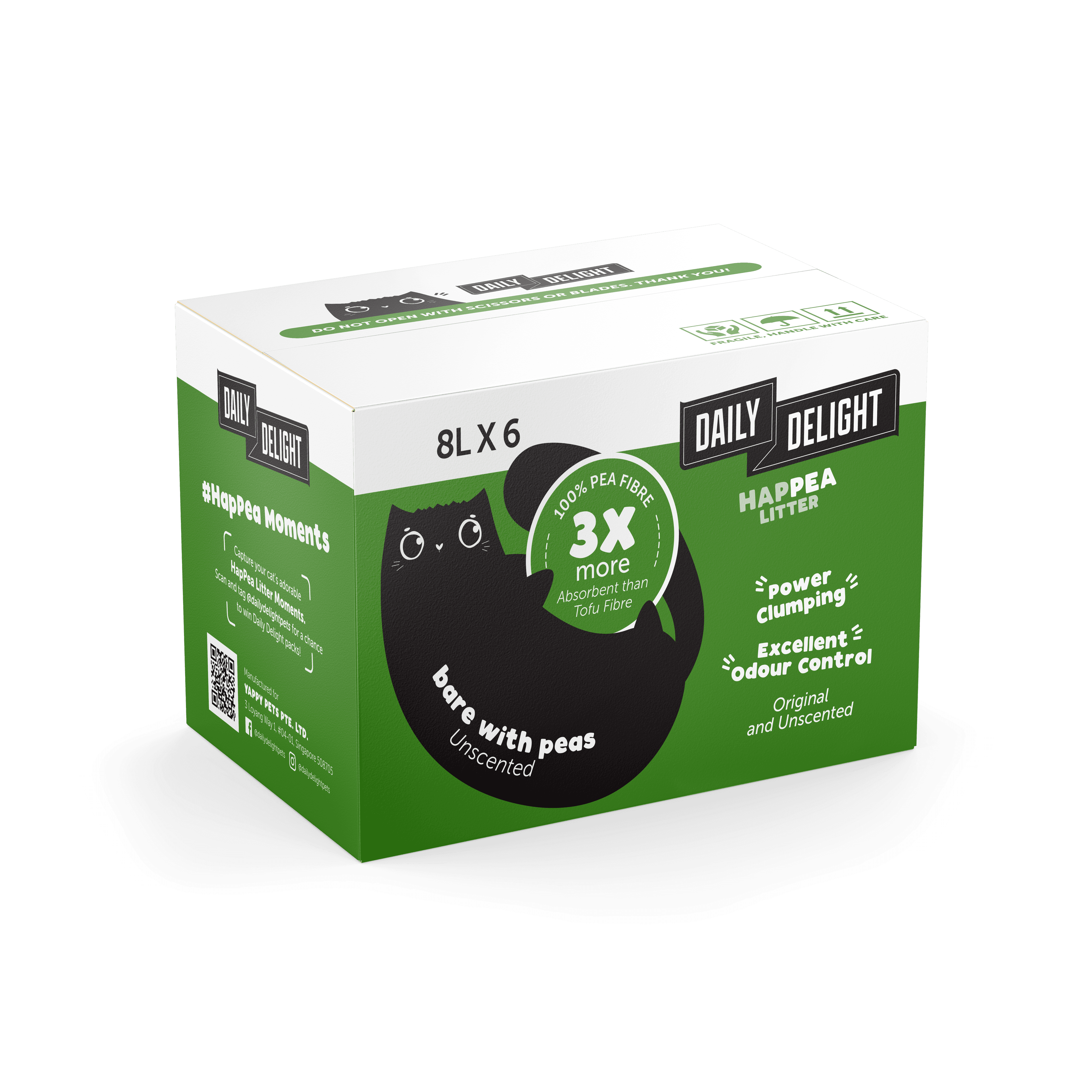Daily Delight HAPPEA Cat Litter (Bare with Peas), 8L x 6
