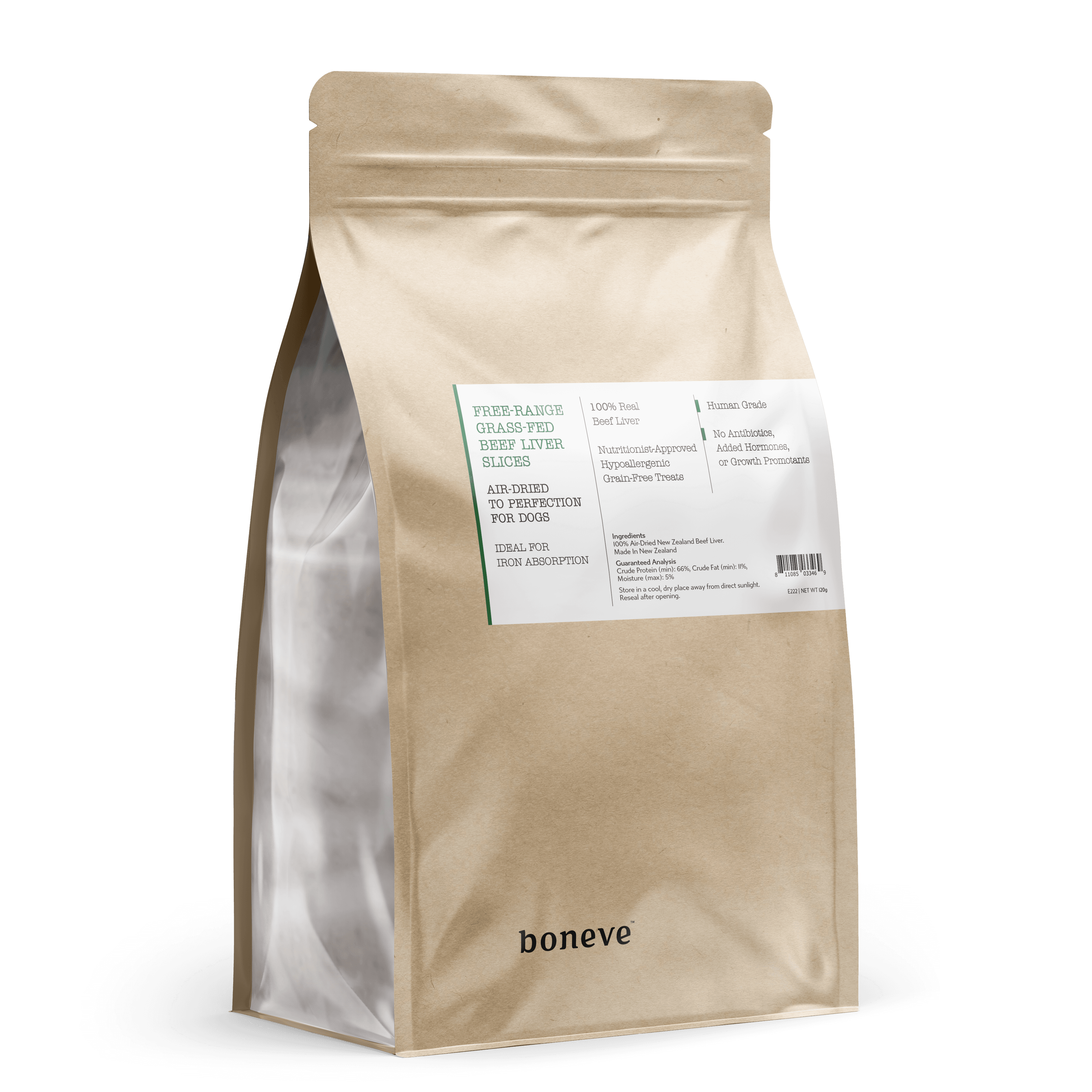 Boneve Air Dried Dog Treats (Beef Liver Slices), 120g