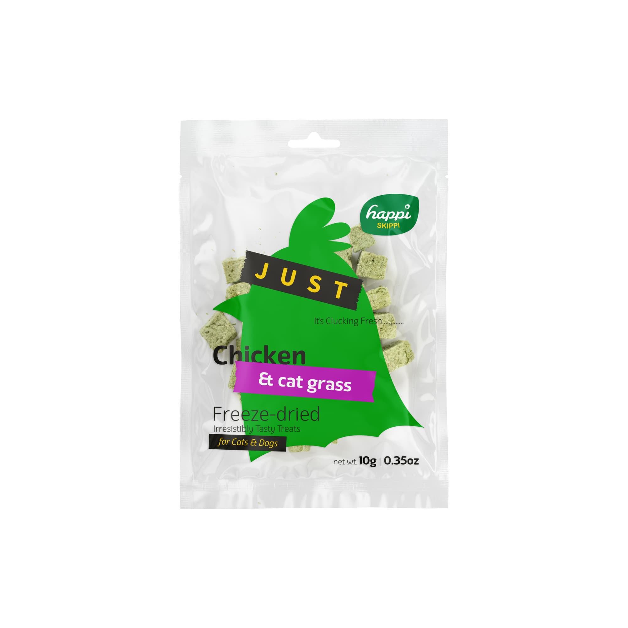 Happi Skippi Just Freeze-dried Treats For Cats and Dogs (Chicken & Cat Grass), 10g