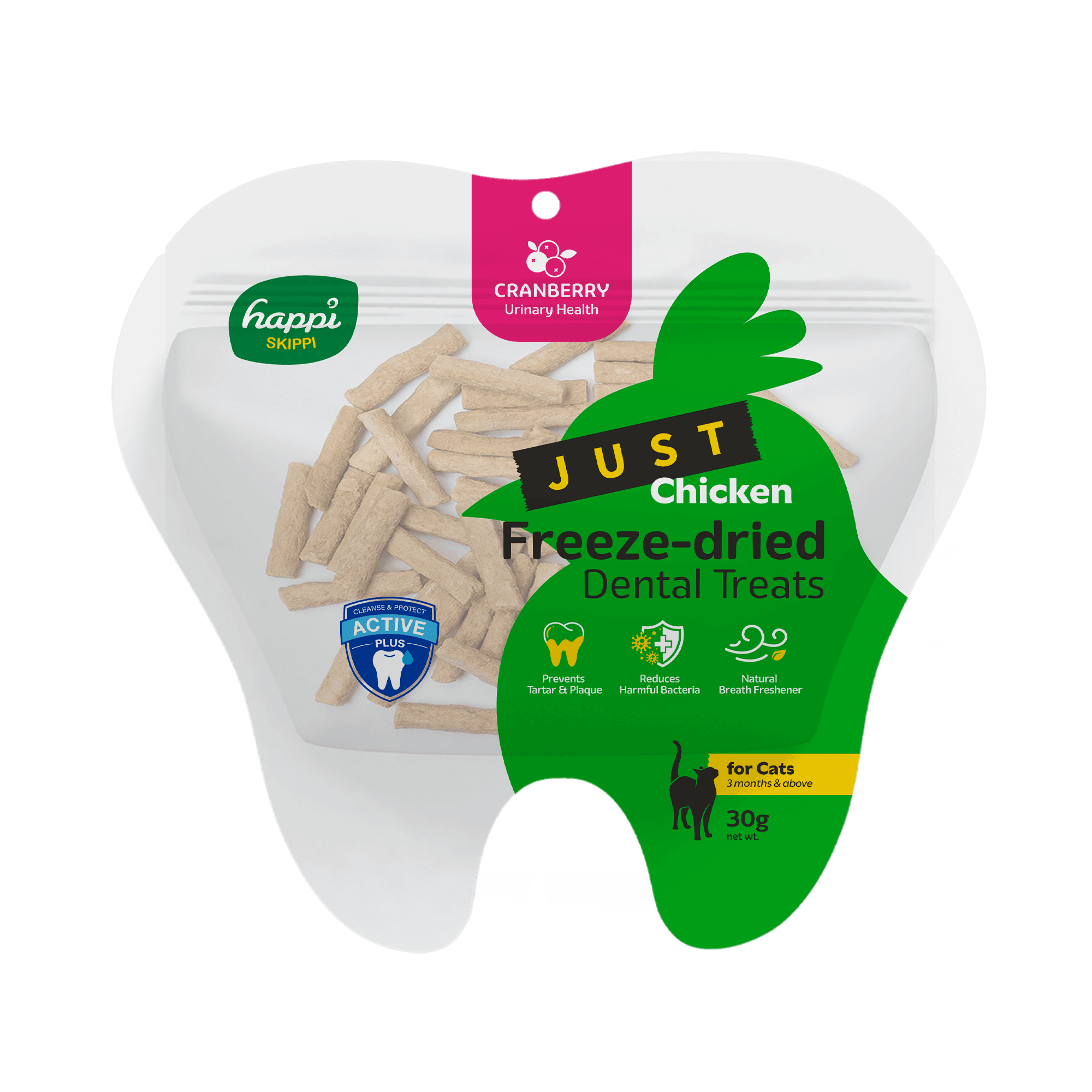 Happi Skippi Just Freeze-dried Dental Treats For Cats (Chicken & Cranberry), 30g