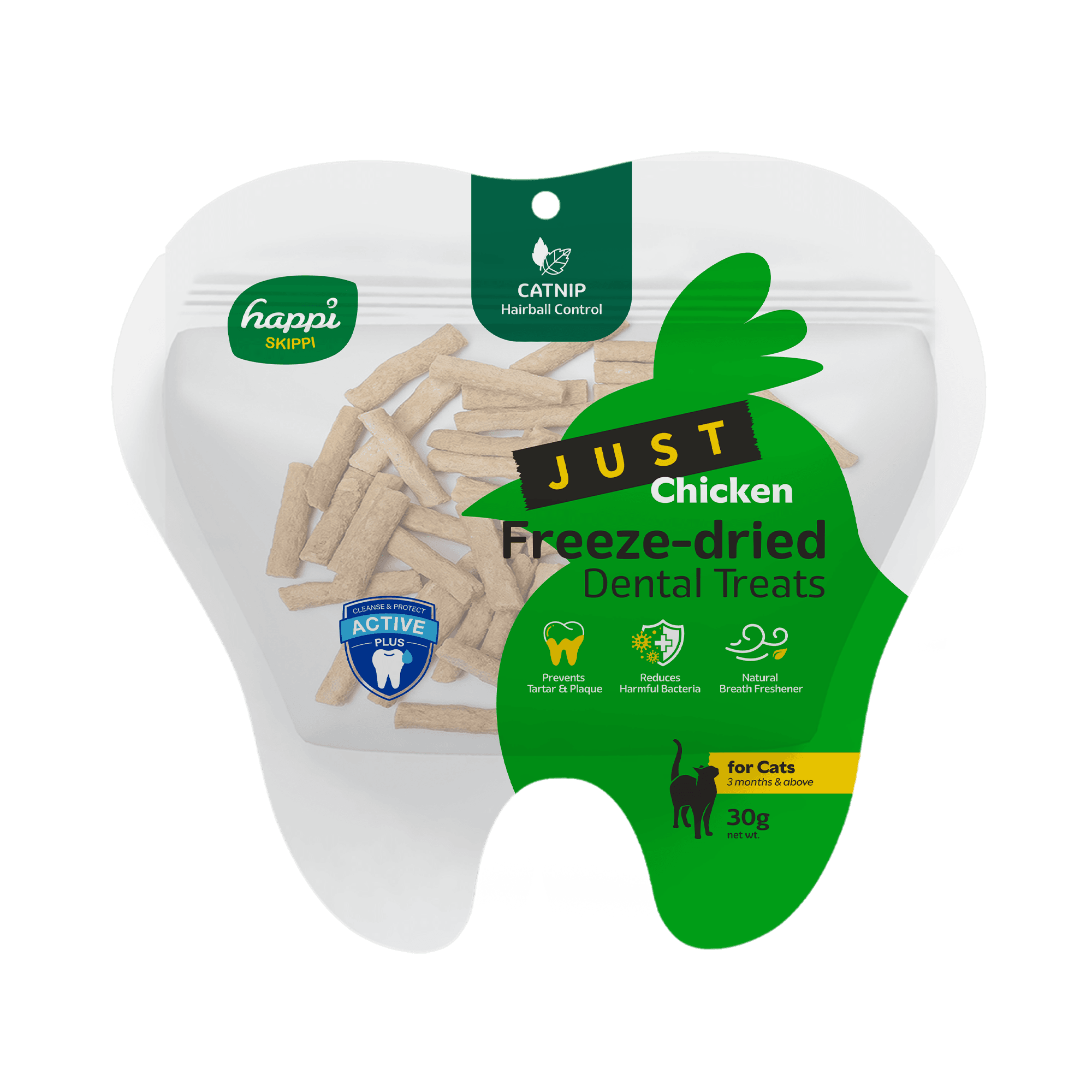 Happi Skippi Just Freeze-dried Dental Treats For Cats (Chicken & Catnip), 30g