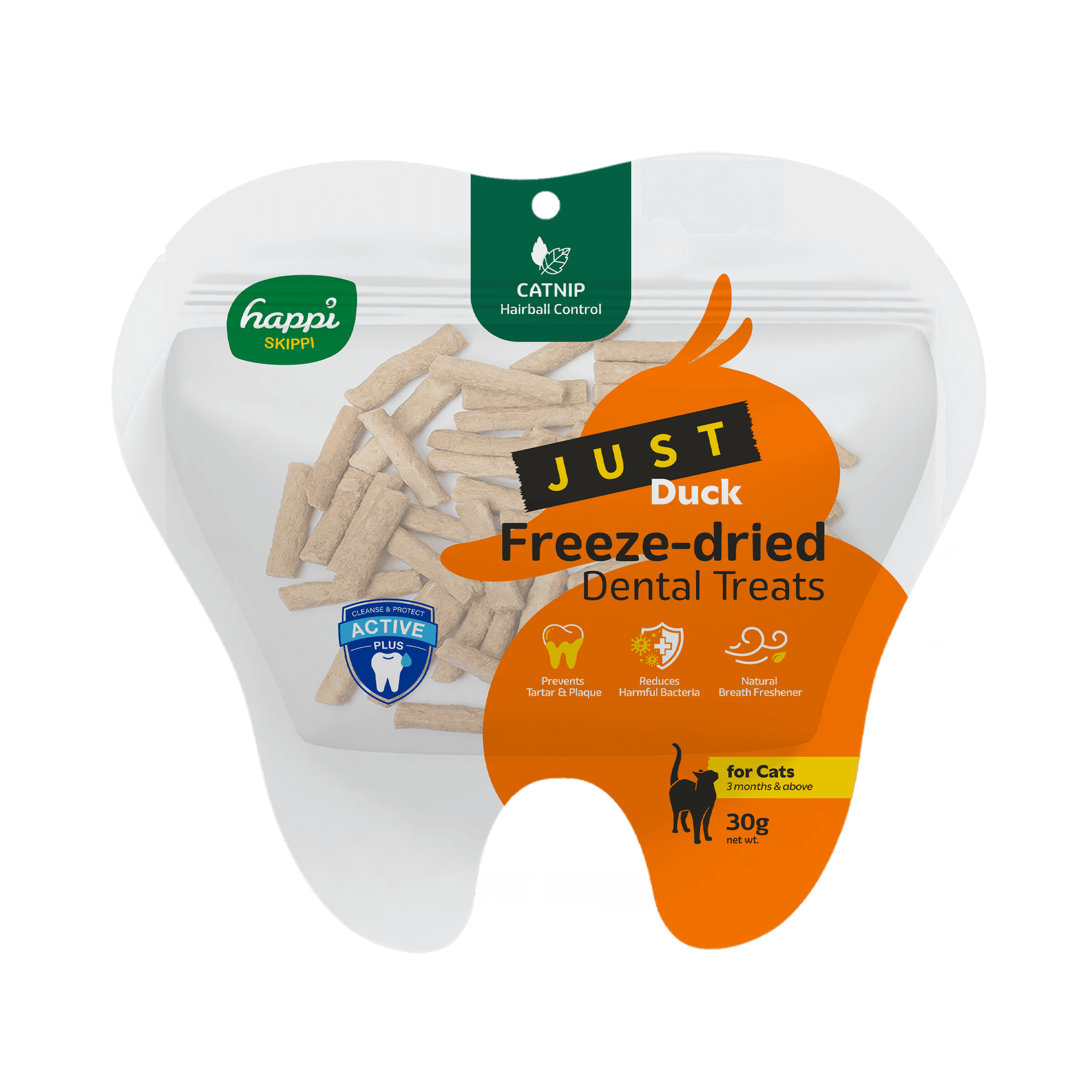 Happi Skippi Just Freeze-dried Dental Treats For Cats (Duck & Catnip), 30g