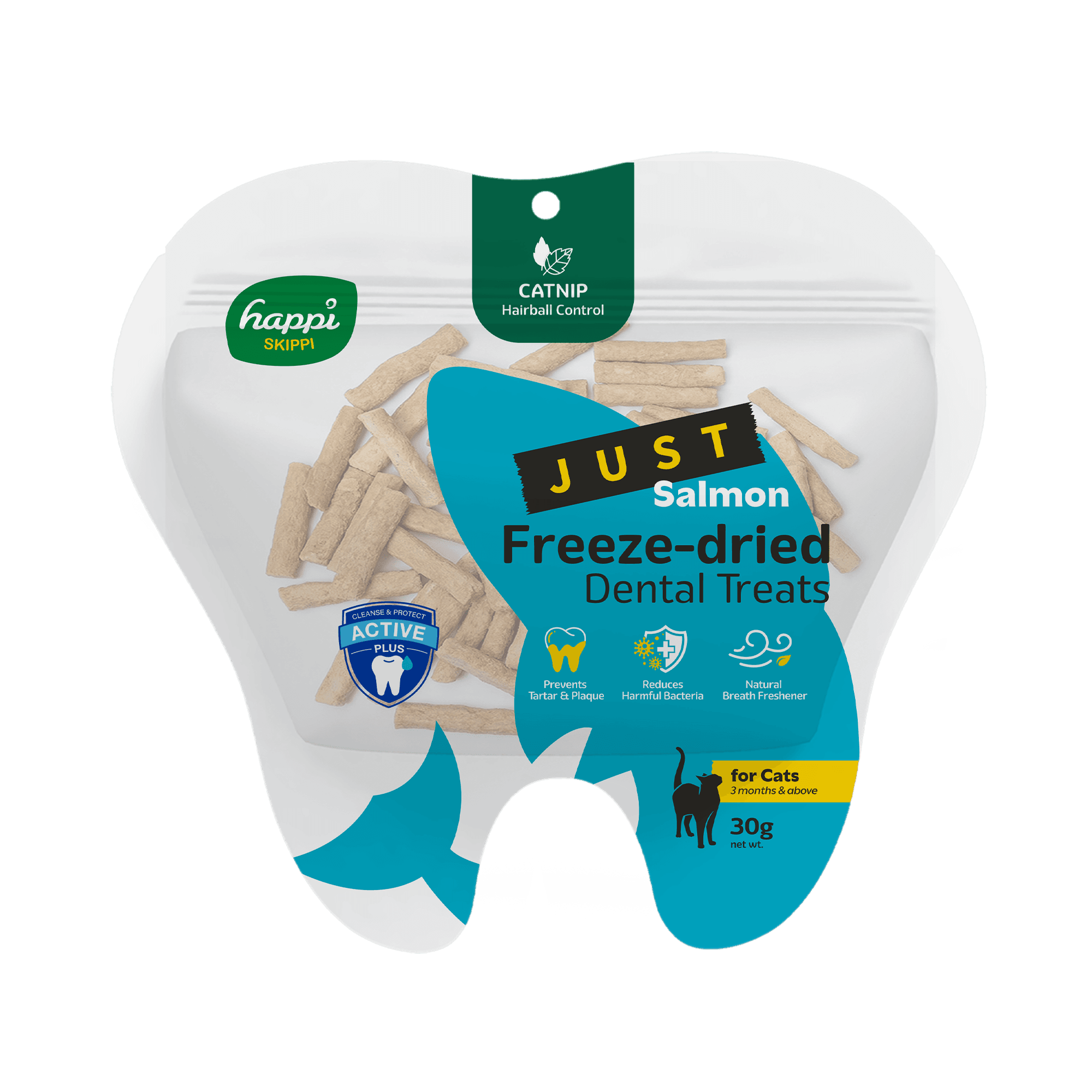 Happi Skippi Just Freeze-dried Dental Treats For Cats (Salmon & Catnip), 30g