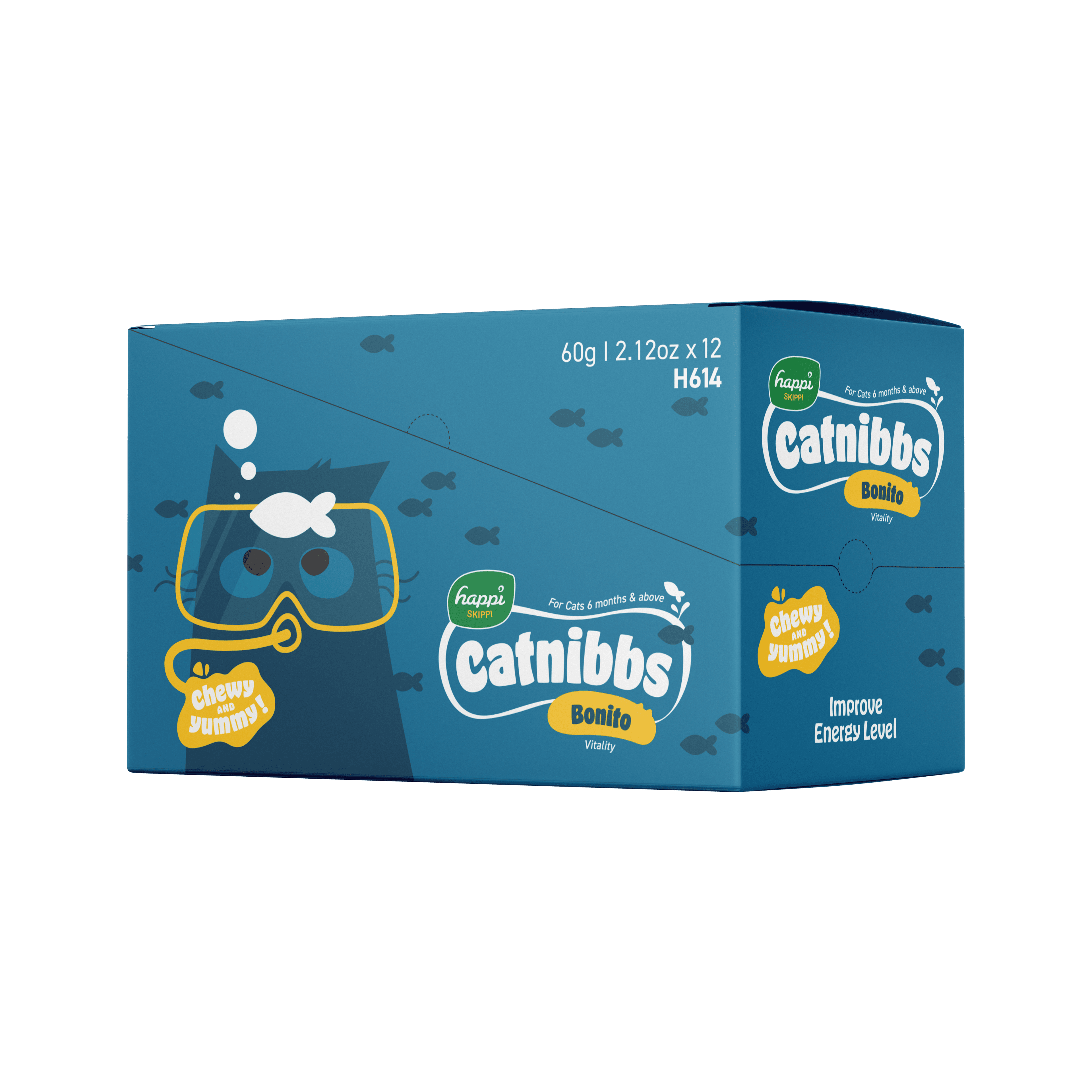 Happi Skippi Catnibbs Cat Treats (Bonito), 60g x 12