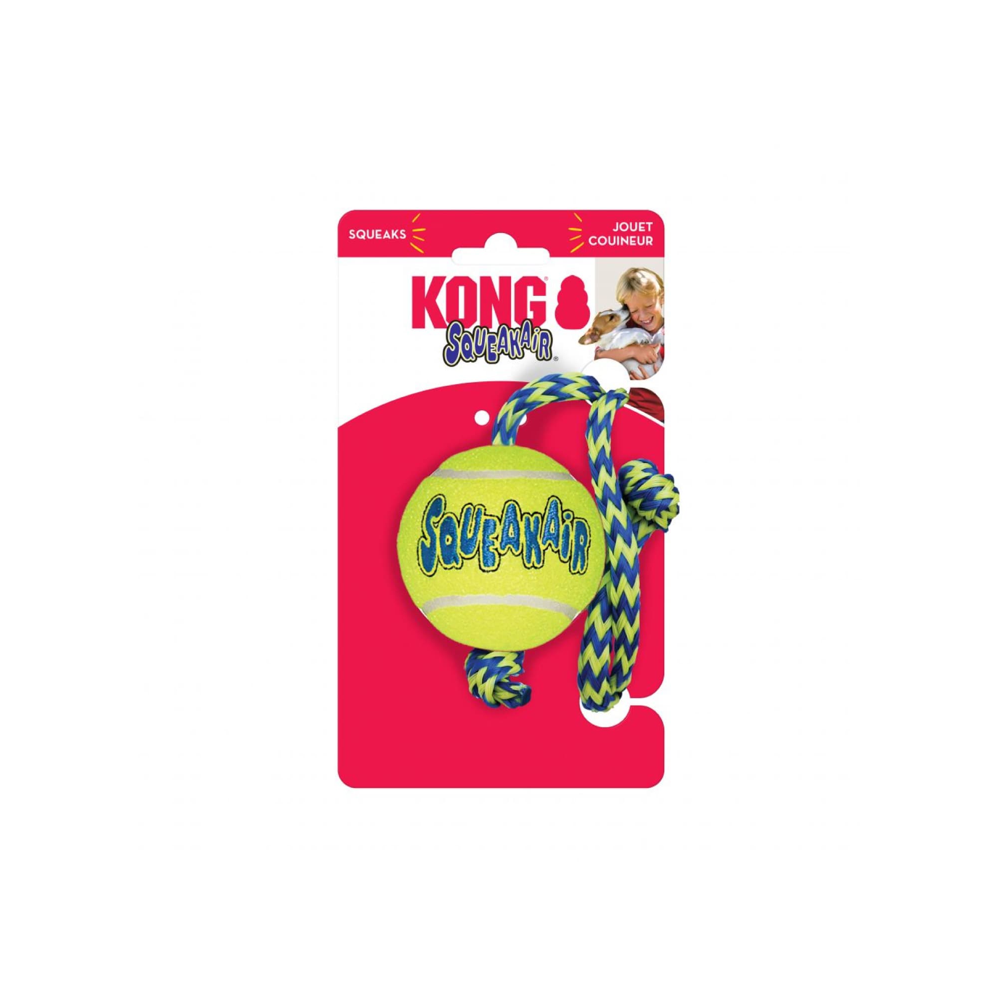 KONG SqueakAir Ball w/Rope (Medium), 1pcs