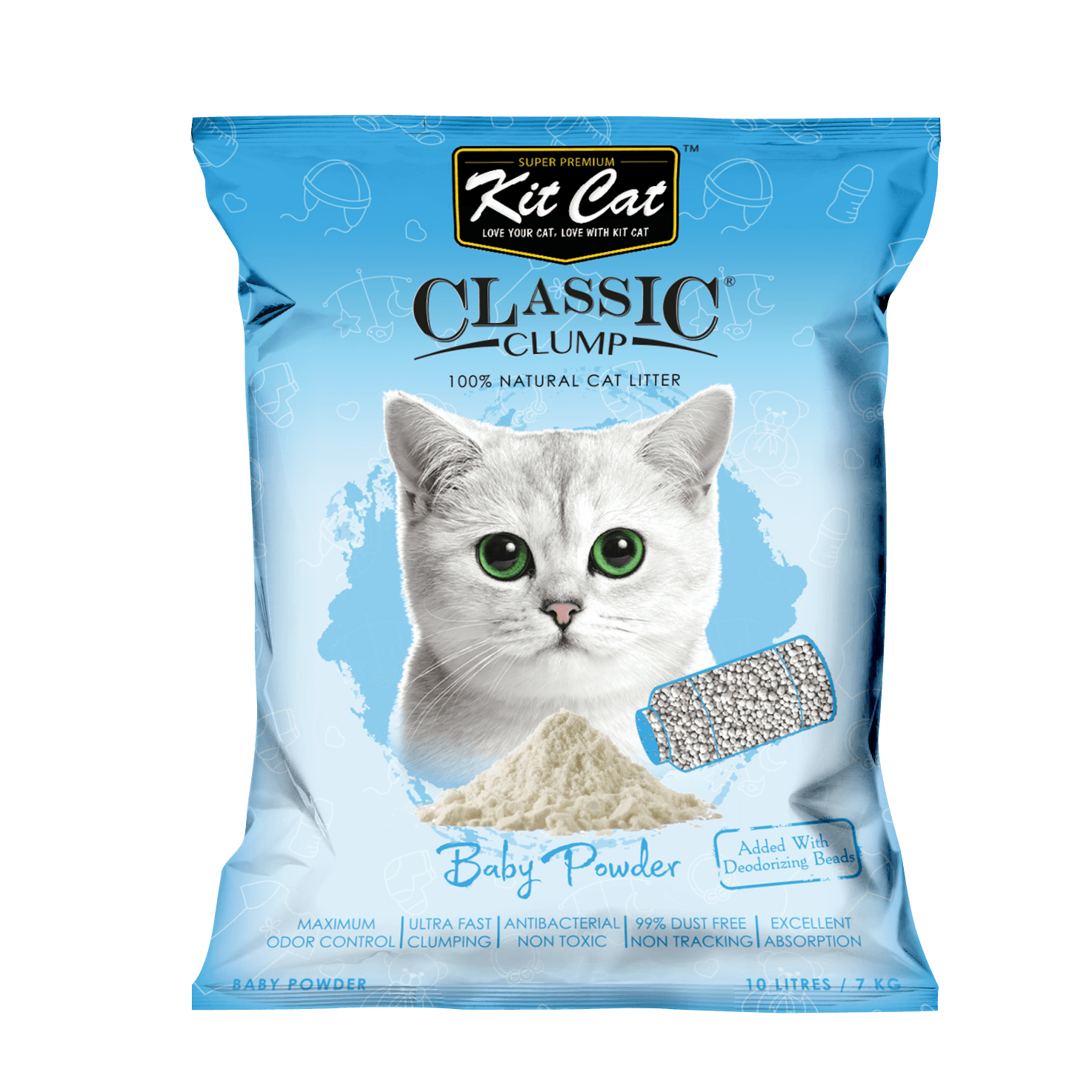 Kitcat Cat Litter 10L/7kg (Baby Powder)