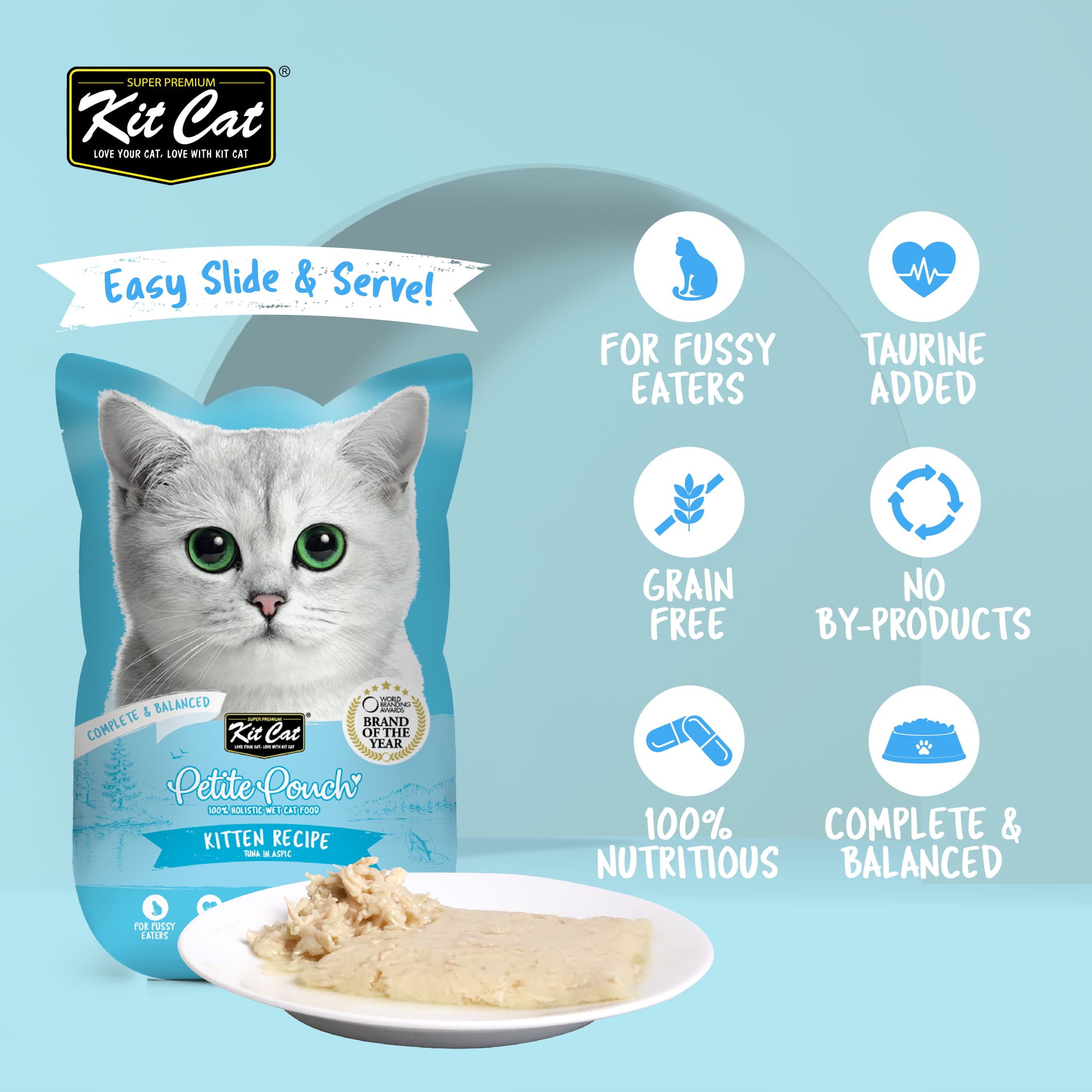 Kit Cat Petite Pouch Complete & Balanced Wet Cat Food - Kitten Tuna in Aspic (70g)