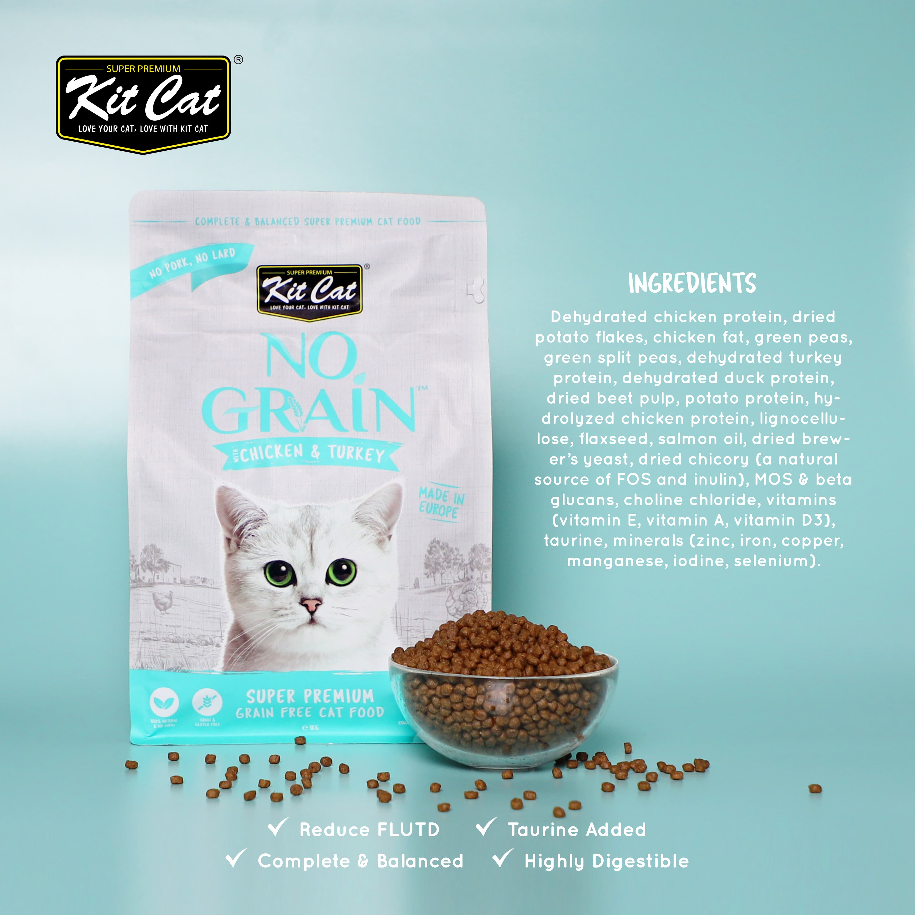 Kit Cat No Grain Dry Cat Food (Chicken & Turkey), 1kg