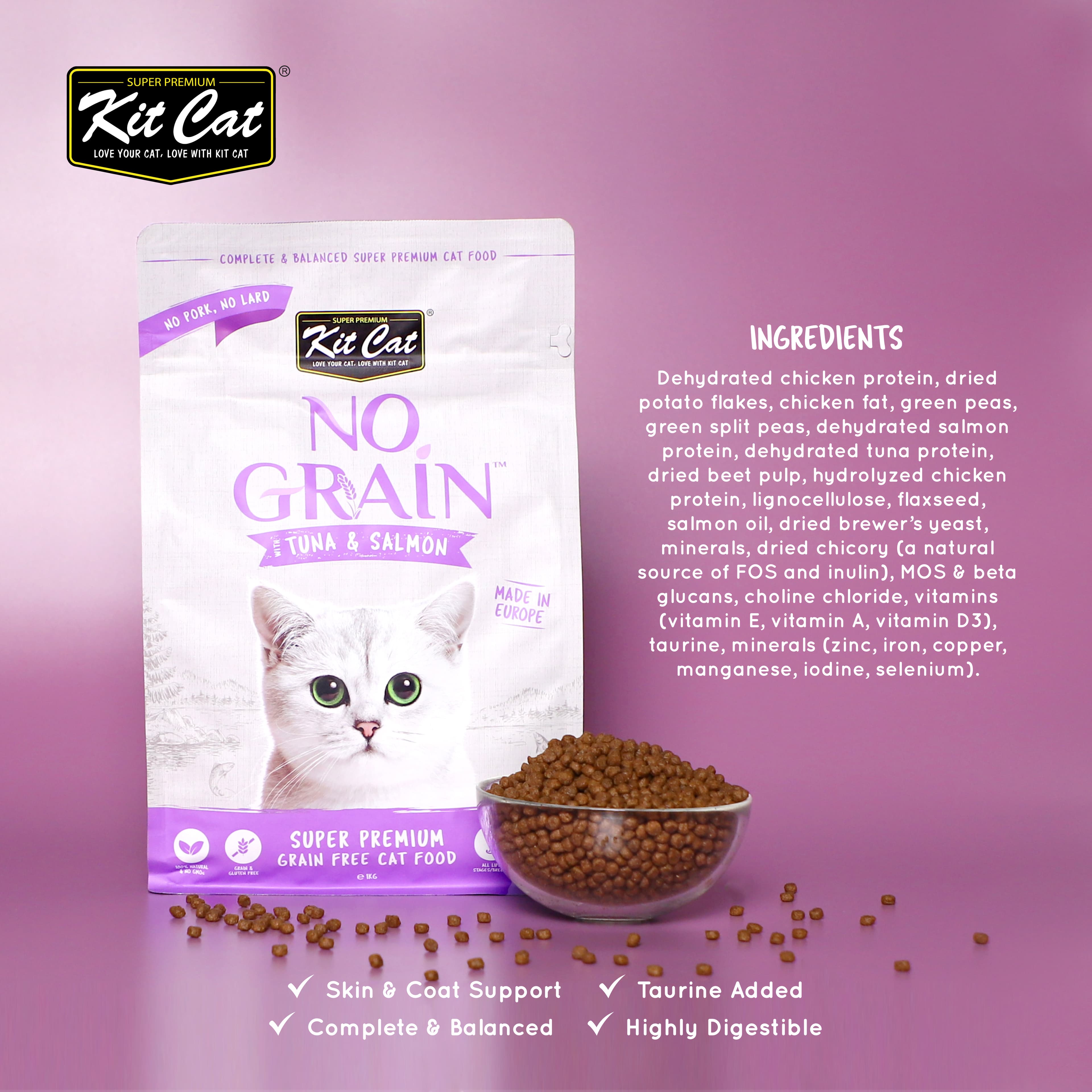 Kit Cat No Grain Dry Cat Food (Tuna & Salmon), 10kg