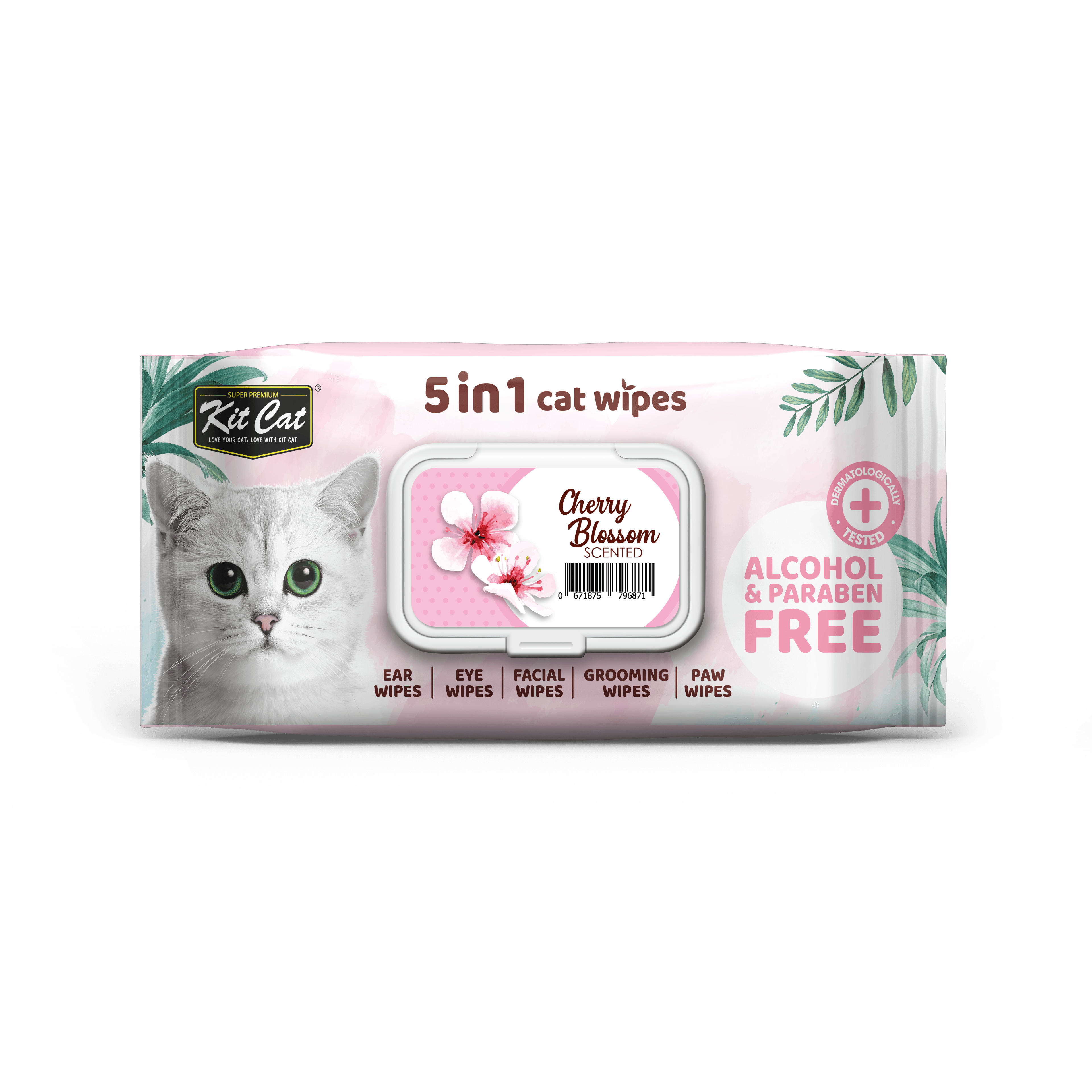Kit Cat 5 in 1 Cat Wipes 80pcs (Cherry Blossom)