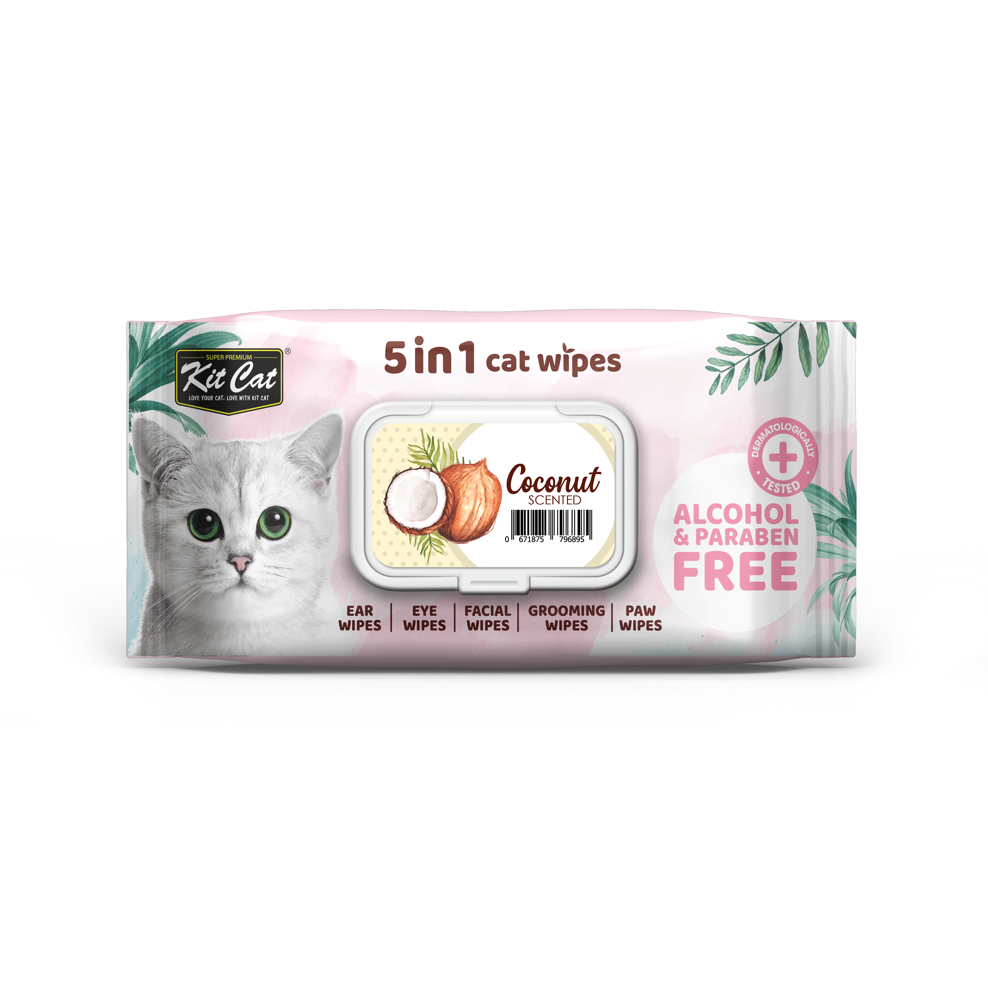Kit Cat 5 in 1 Cat Wipes 80pcs (Coconut)
