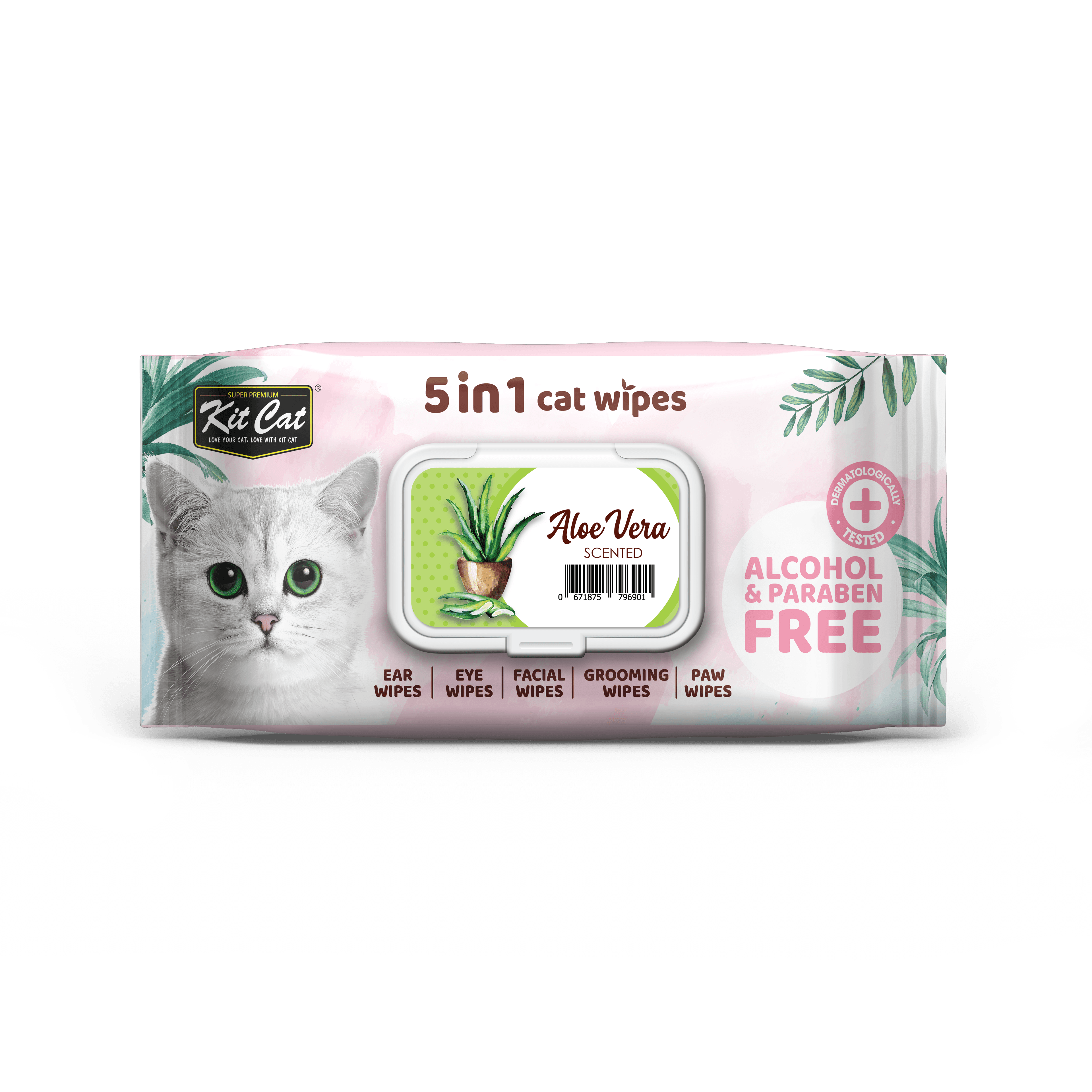 Kit Cat 5 in 1 Cat Wipes 80pcs (Aloe Vera)