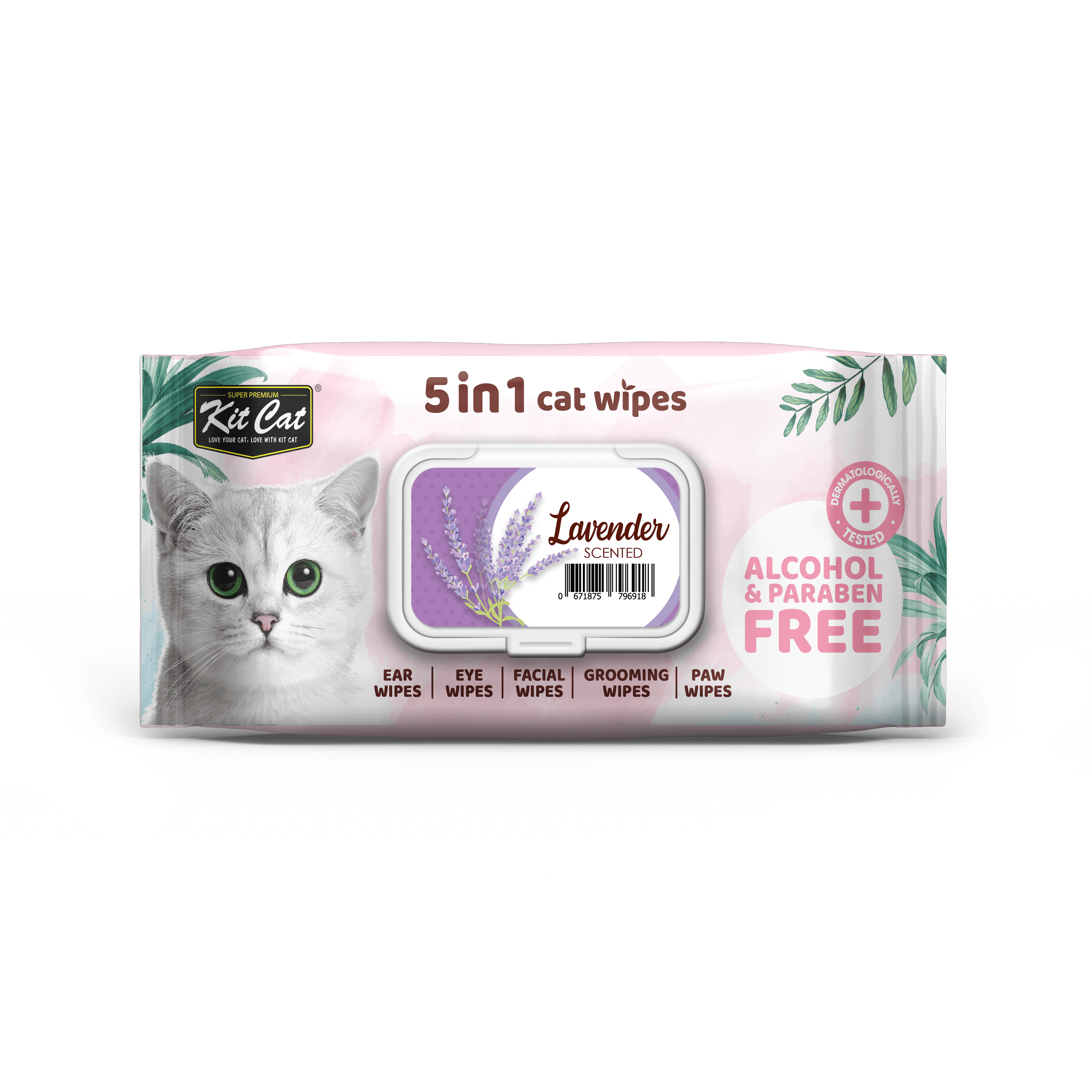 Kit Cat 5 in 1 Cat Wipes 80pcs (Lavender)