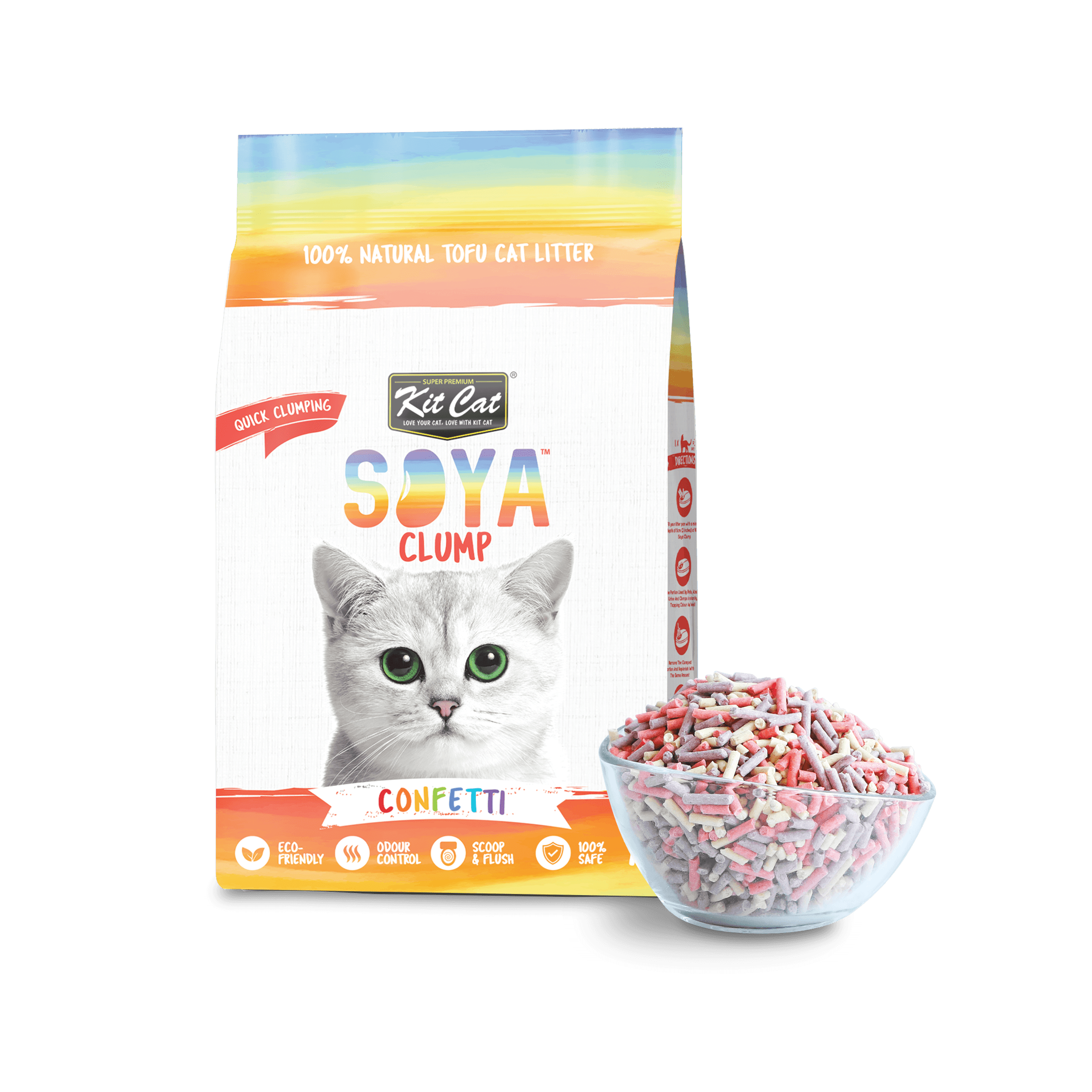 Kit Cat SoyaClump Soybean Litter 7L (Confetti) (Carton)