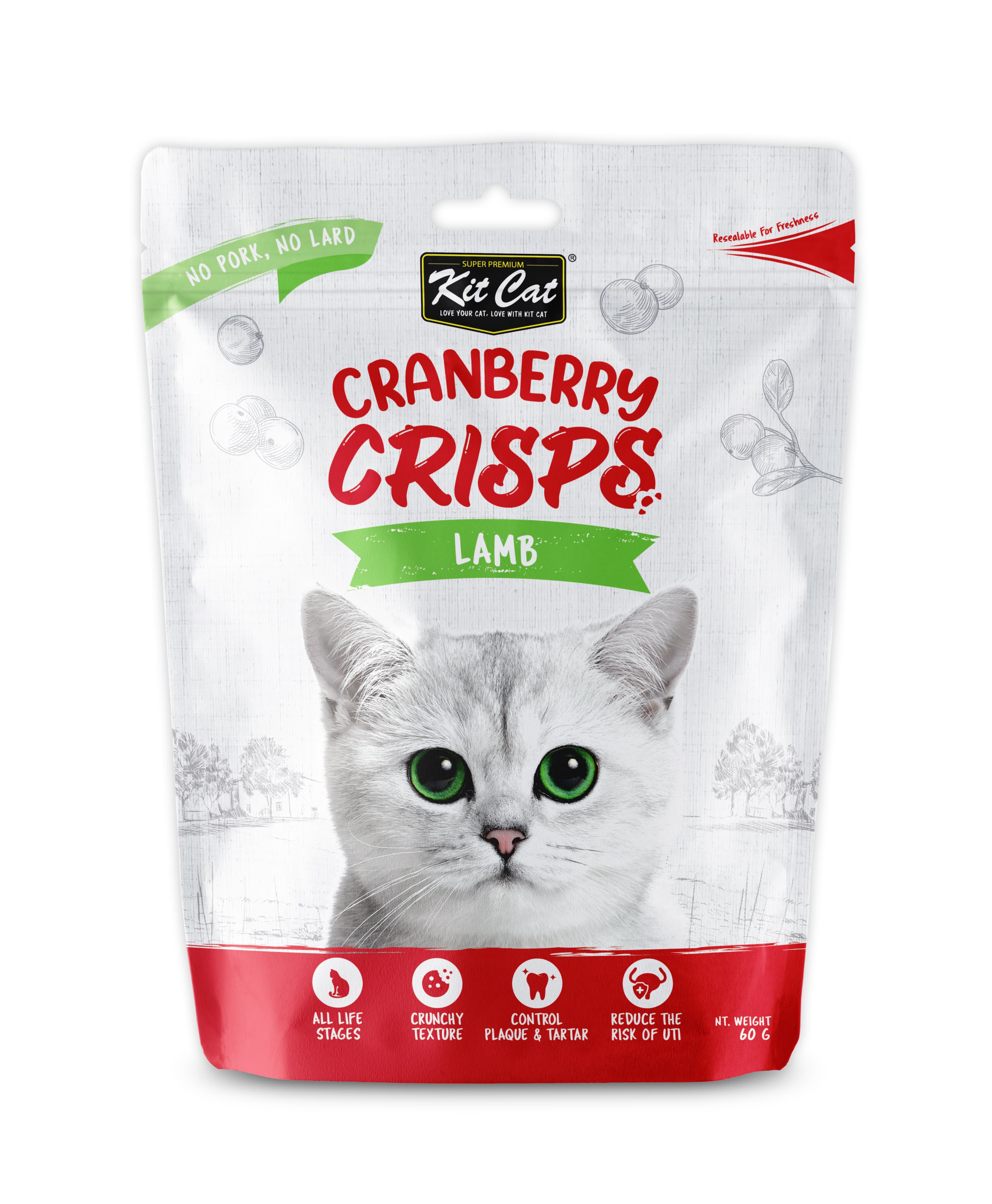 Kit Cat Cranberry Crisps Cat Treats - Lamb (60g)