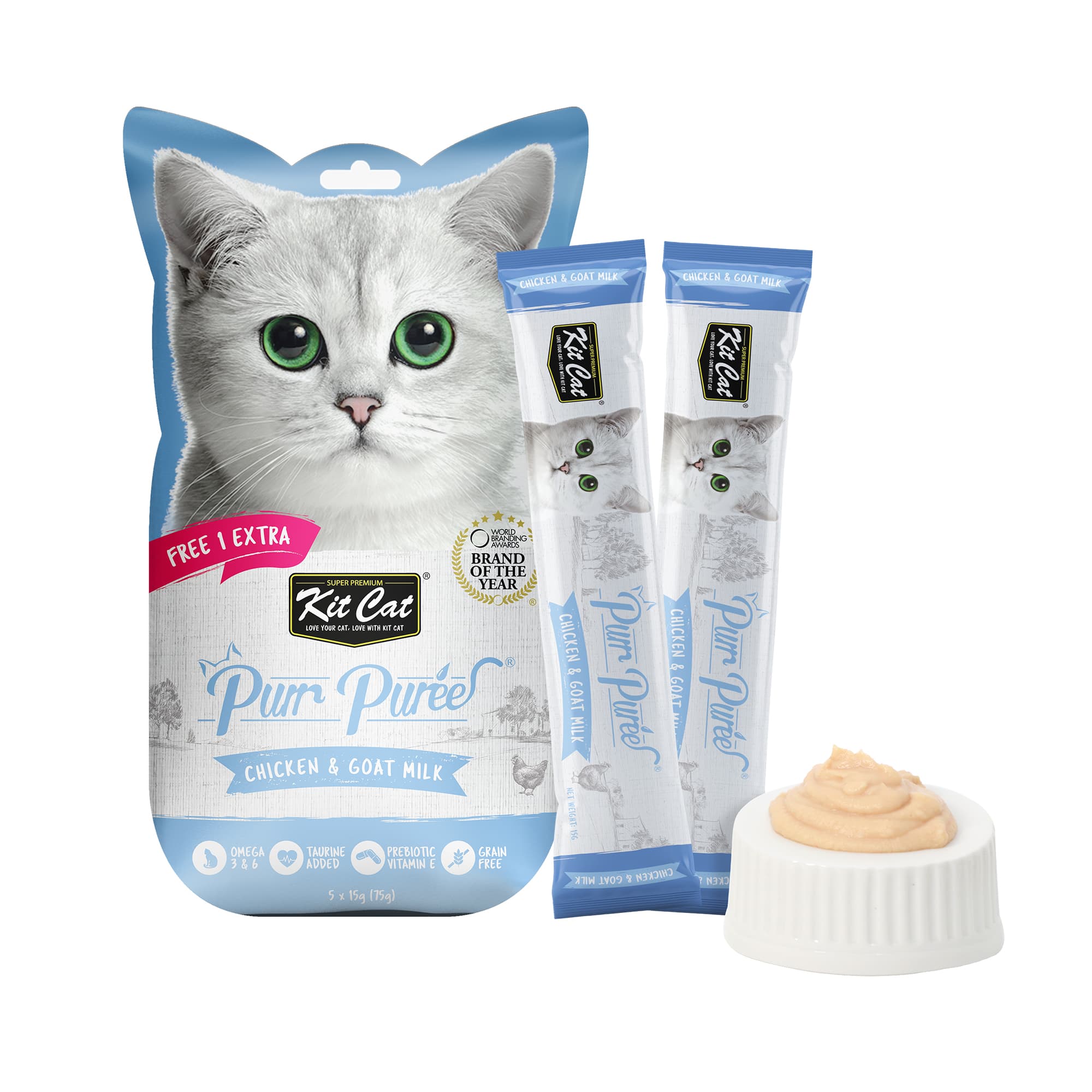 Kit Cat Purr Puree Chicken & Goat Milk (15g) | 5 Sticks
