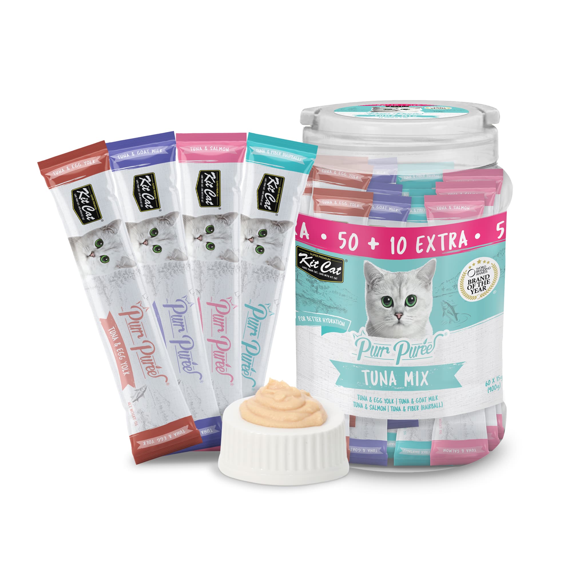 Kit Cat Purr Puree Liquid Treats for Cats - Tuna Mix (15g) | 60 Sticks