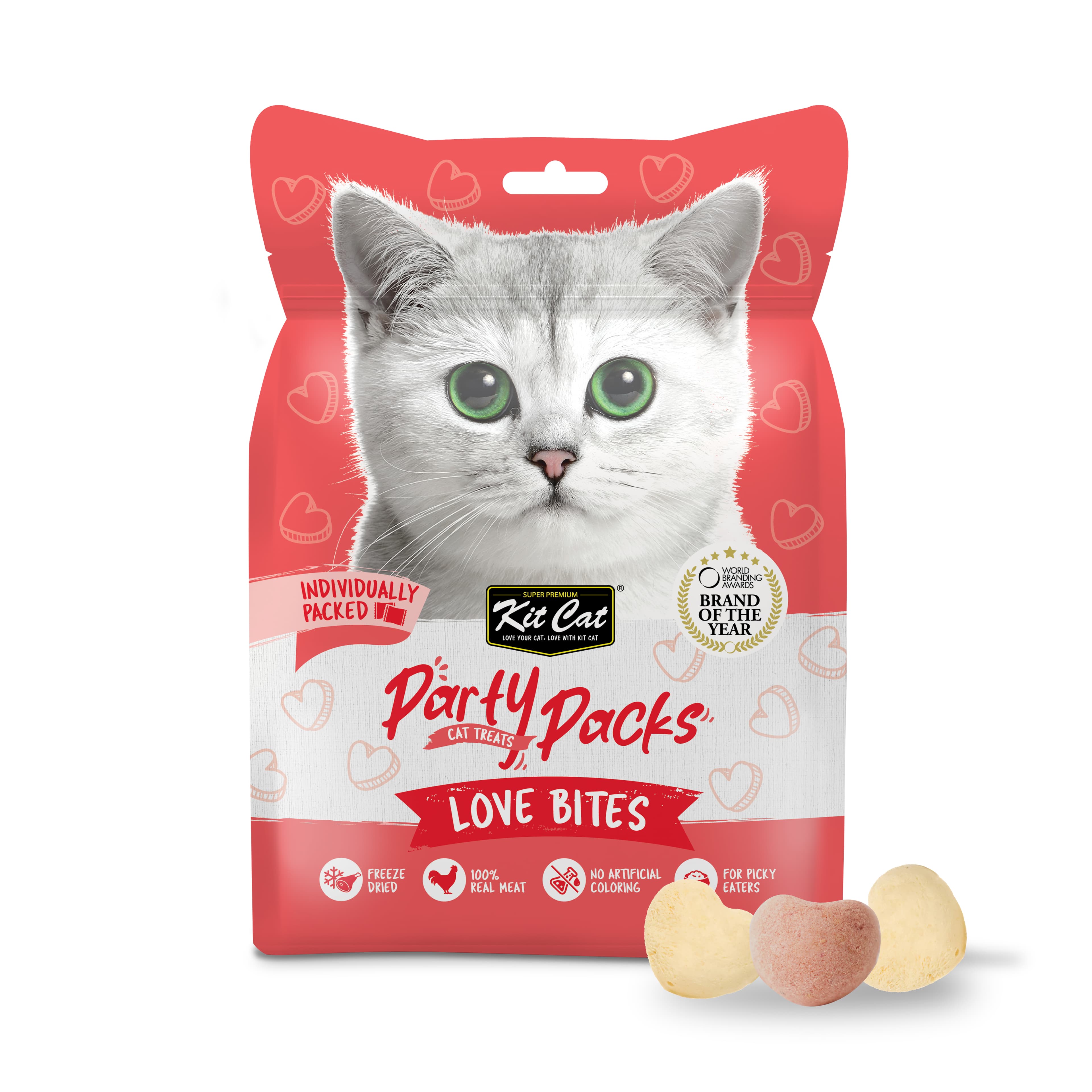 Kit Cat Party Packs Freeze Dried Treats for Cats - Love Bites (30g)