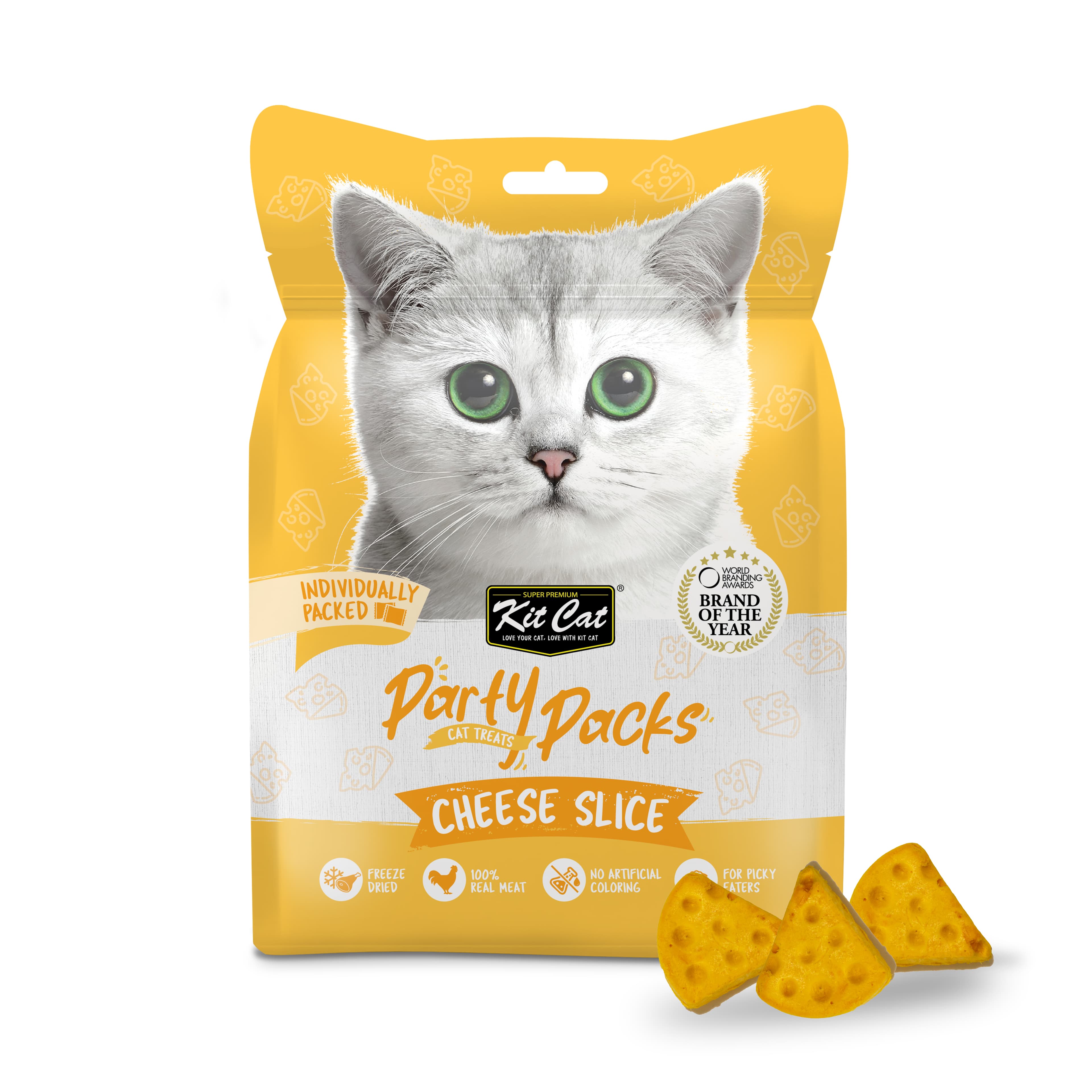 Kit Cat Party Packs Freeze Dried Treats for Cats - Cheese Slices (30g)